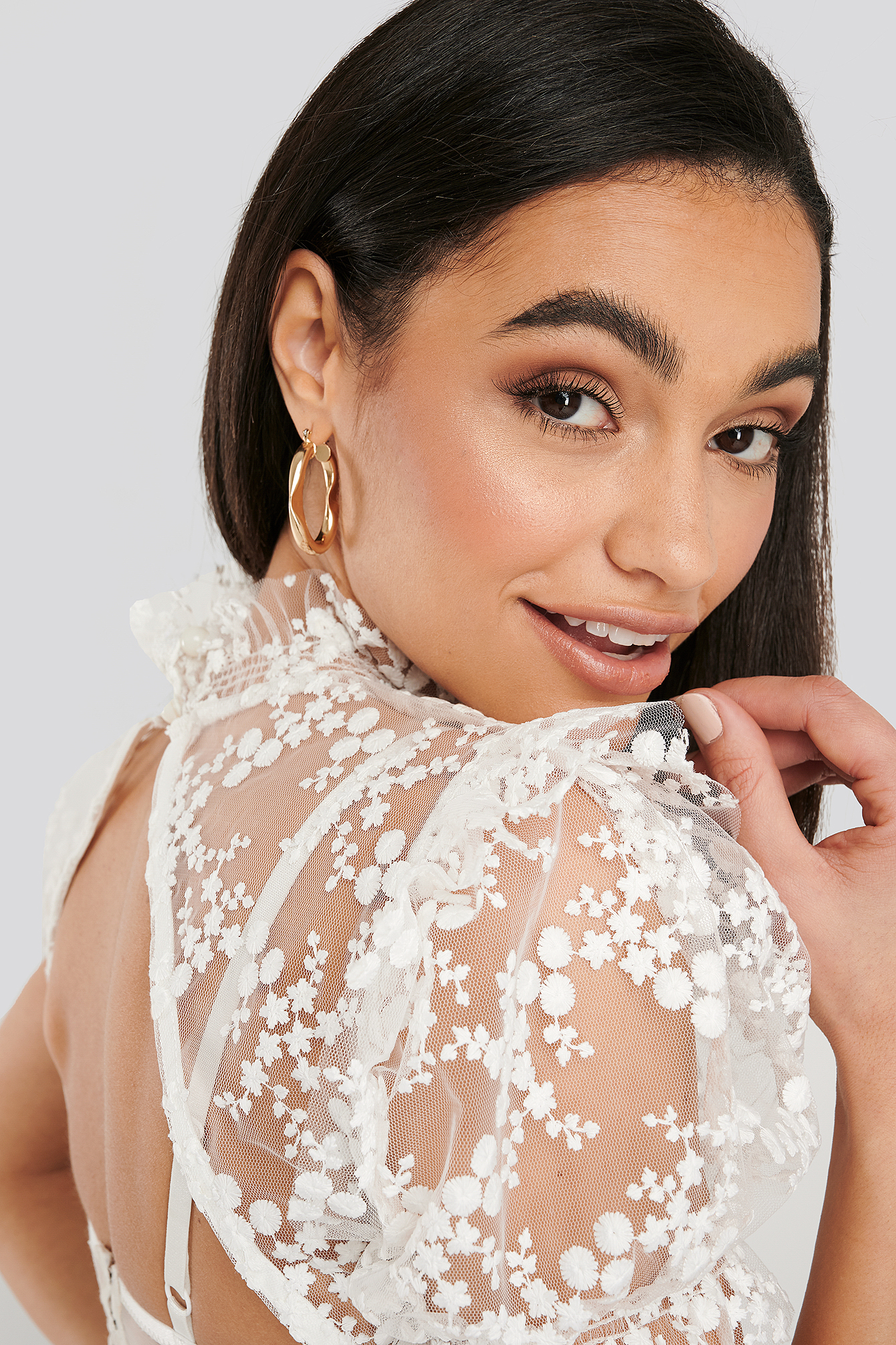 Open Back Lace Top White NAKD