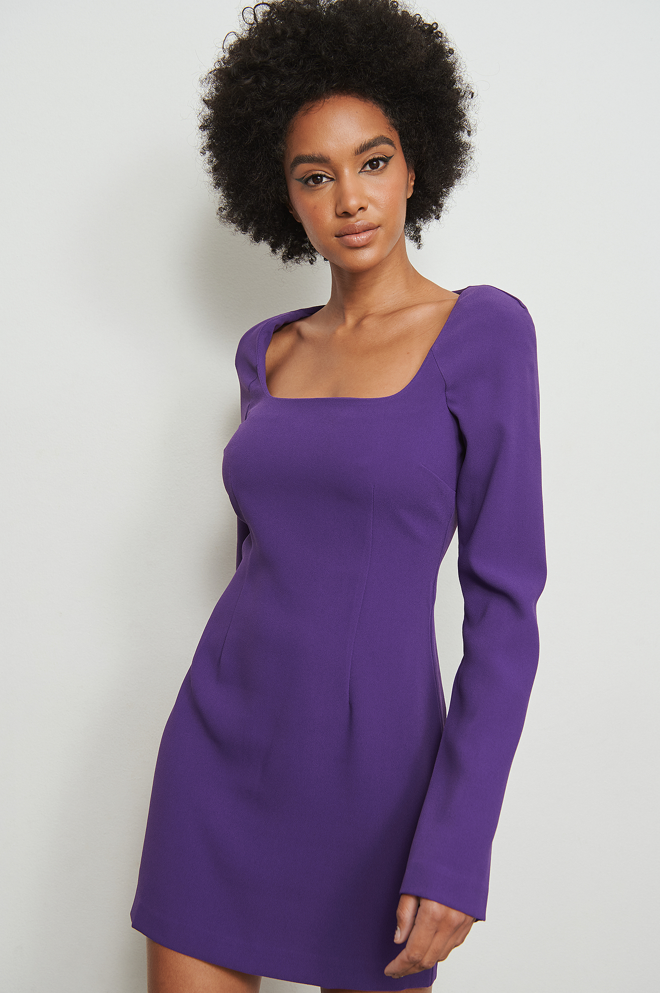 Open Back Mini Dress Purple | na-kd.com