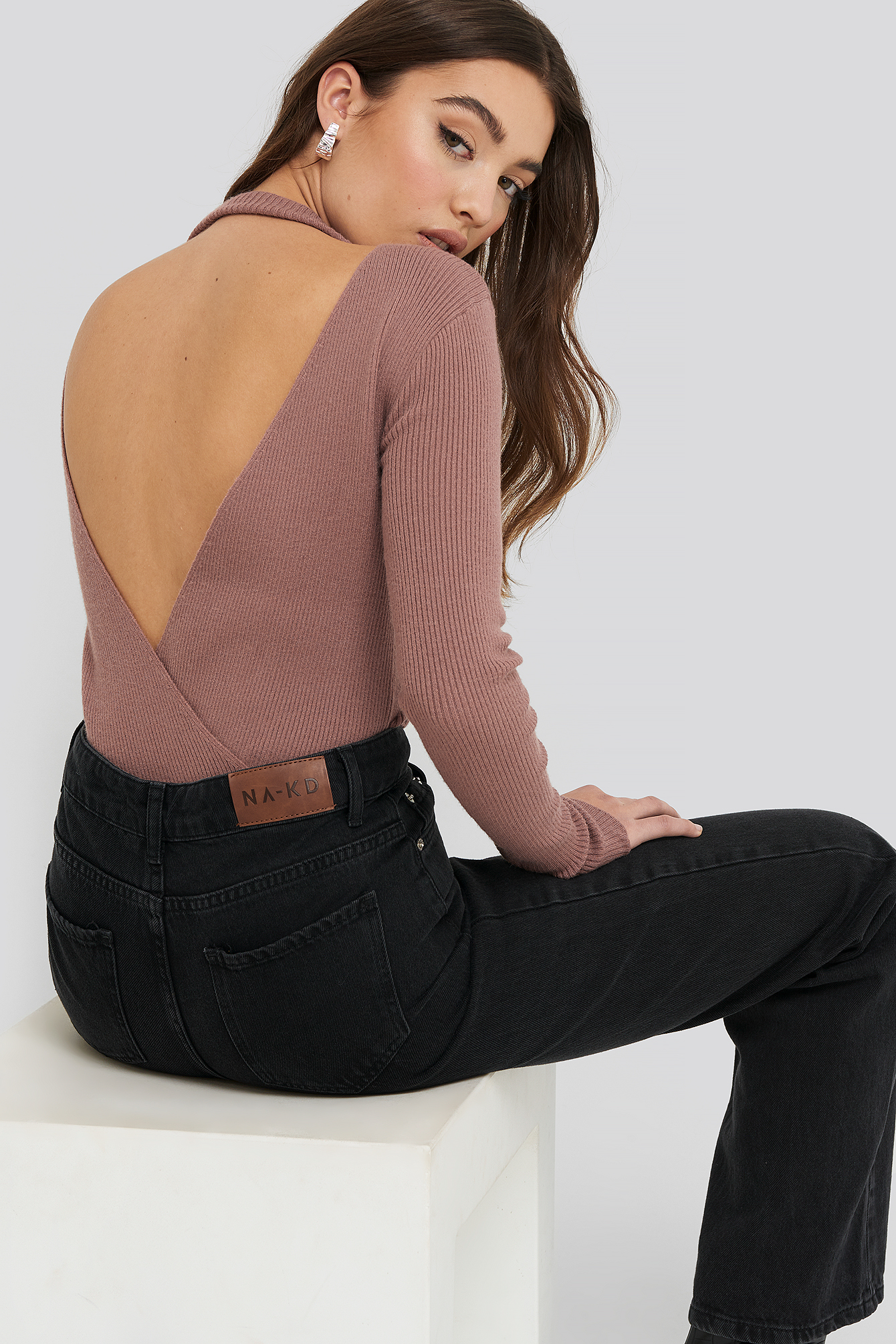 open back knit sweater