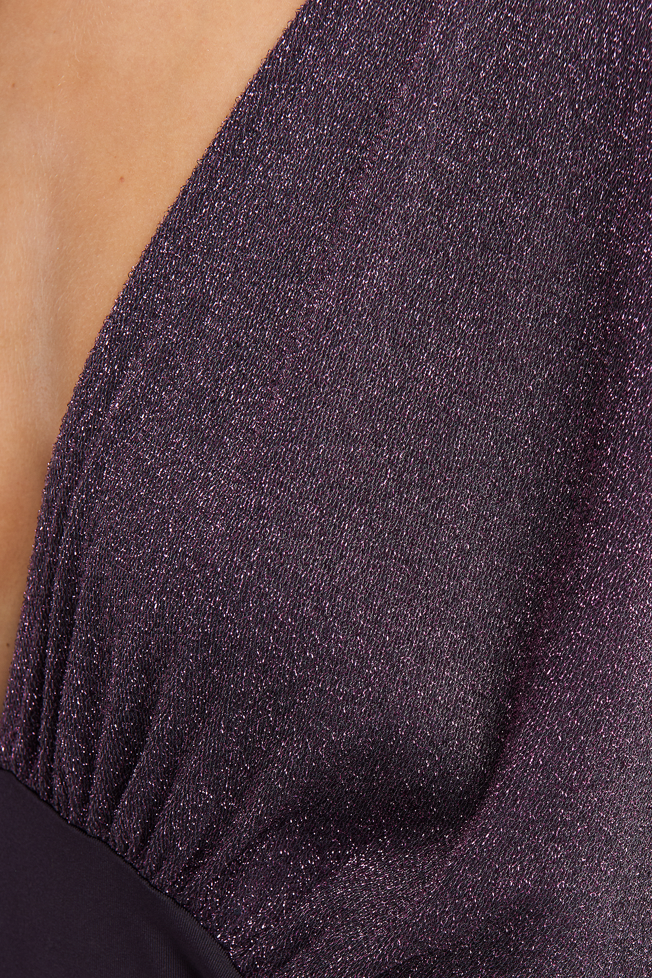 Open Back Plunge Neck Lurex Bodysuit Purple | na-kd.com