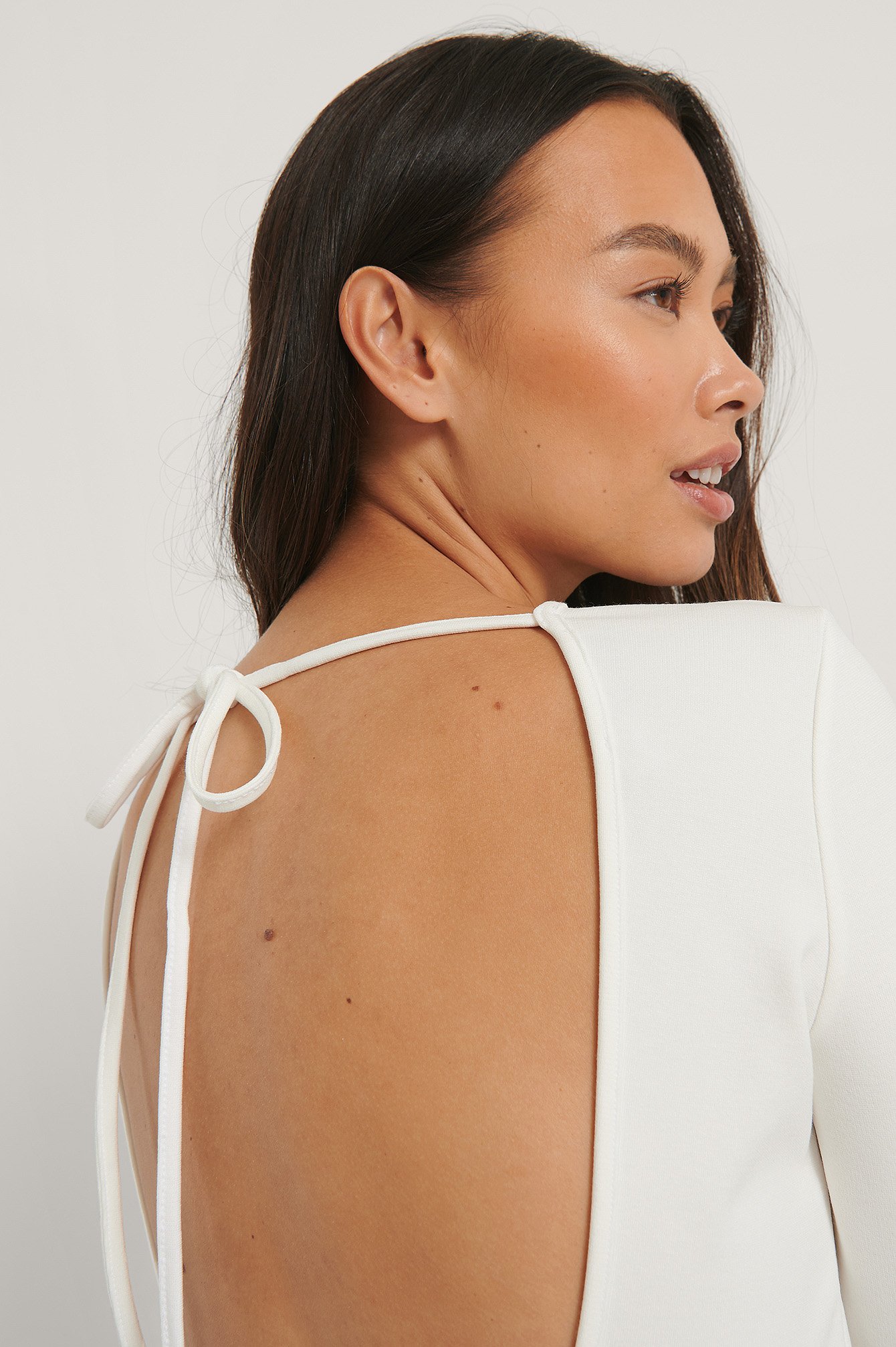 White NA-KD Party Open Back Cropped Top