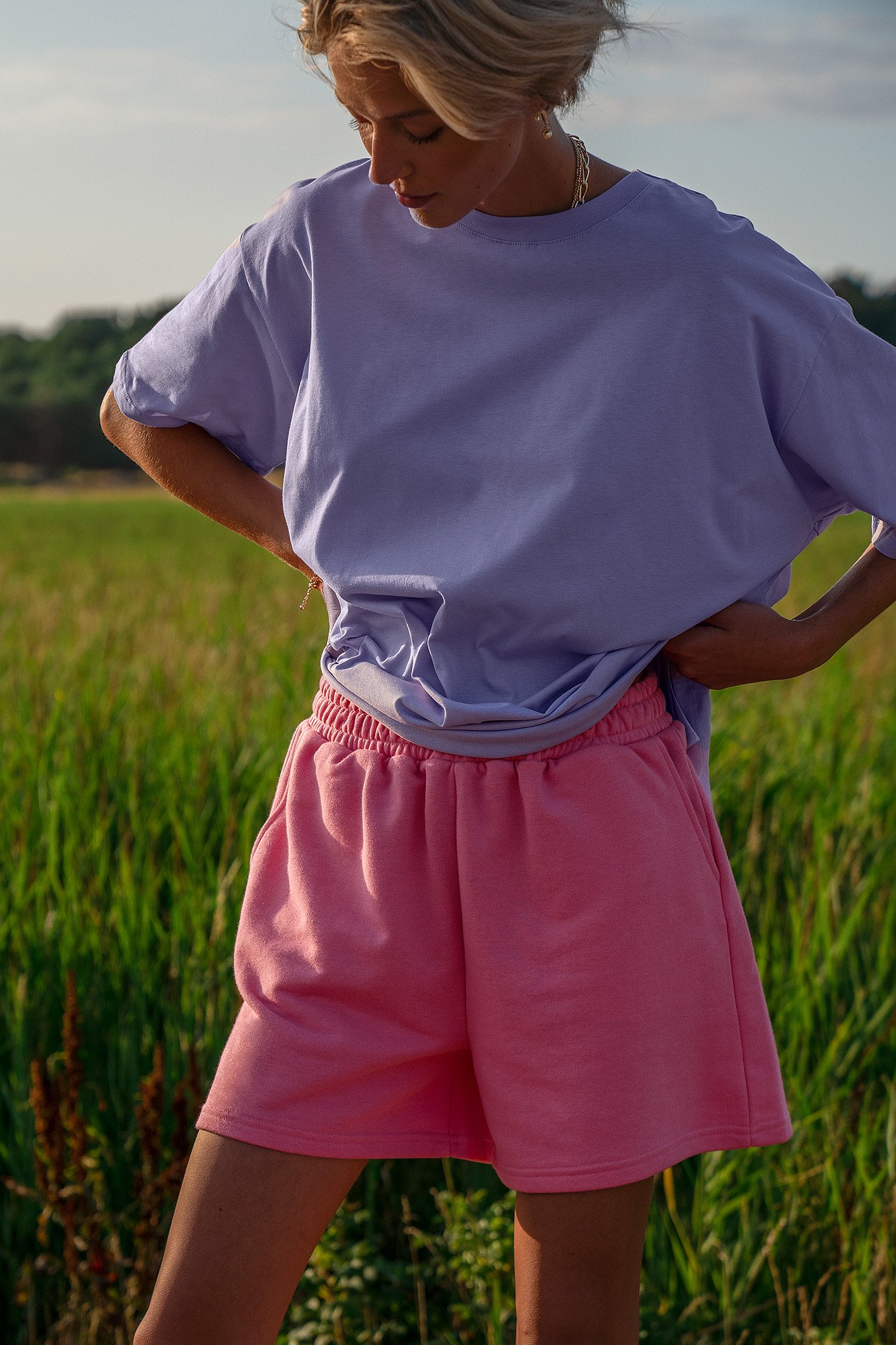 NA-KD Trend Organic Elastic Waist Sweat Shorts - Pink