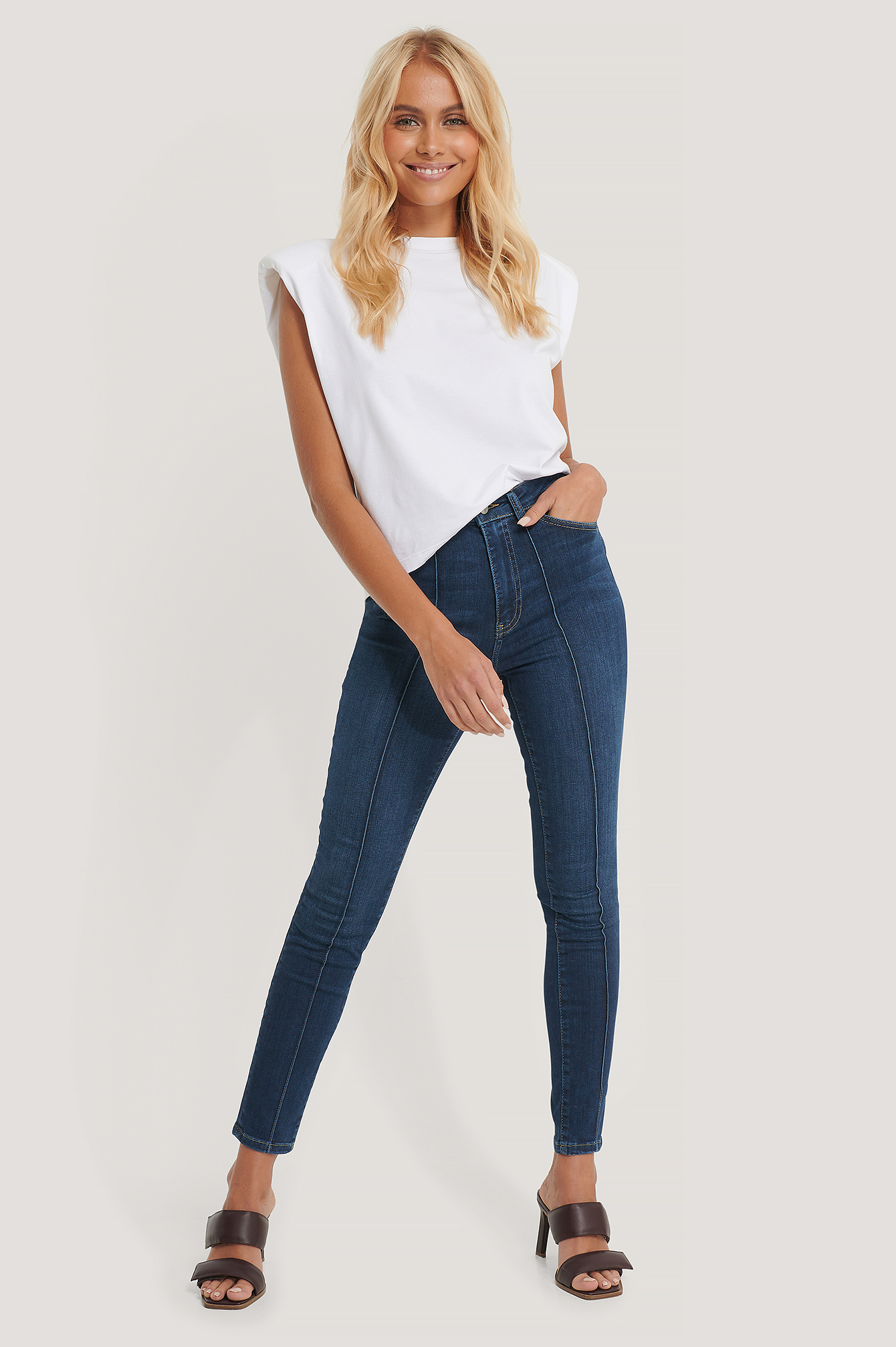 Organic Front Seam Detail Jeans Blue 