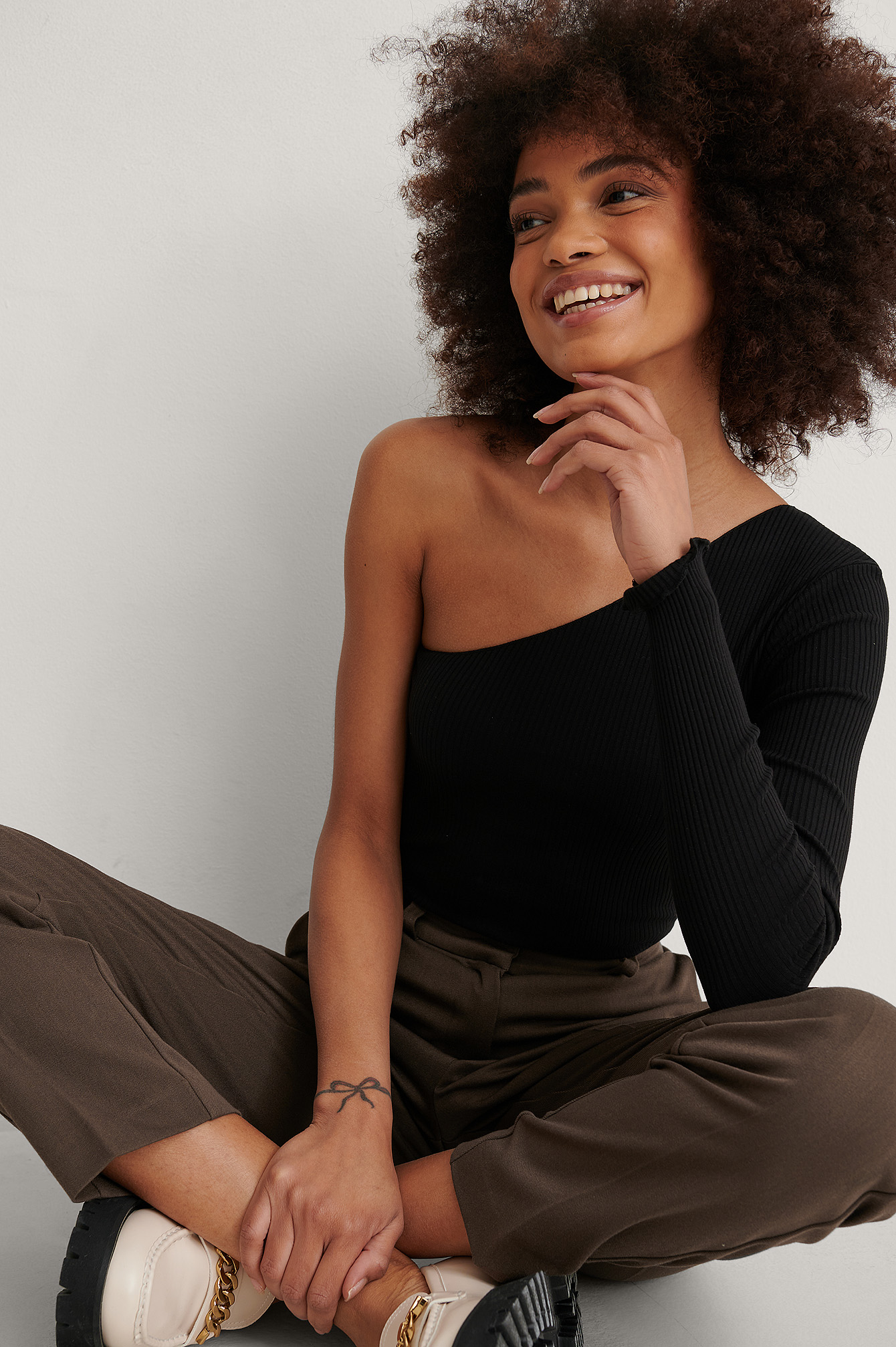 One Shoulder Ribbed Top