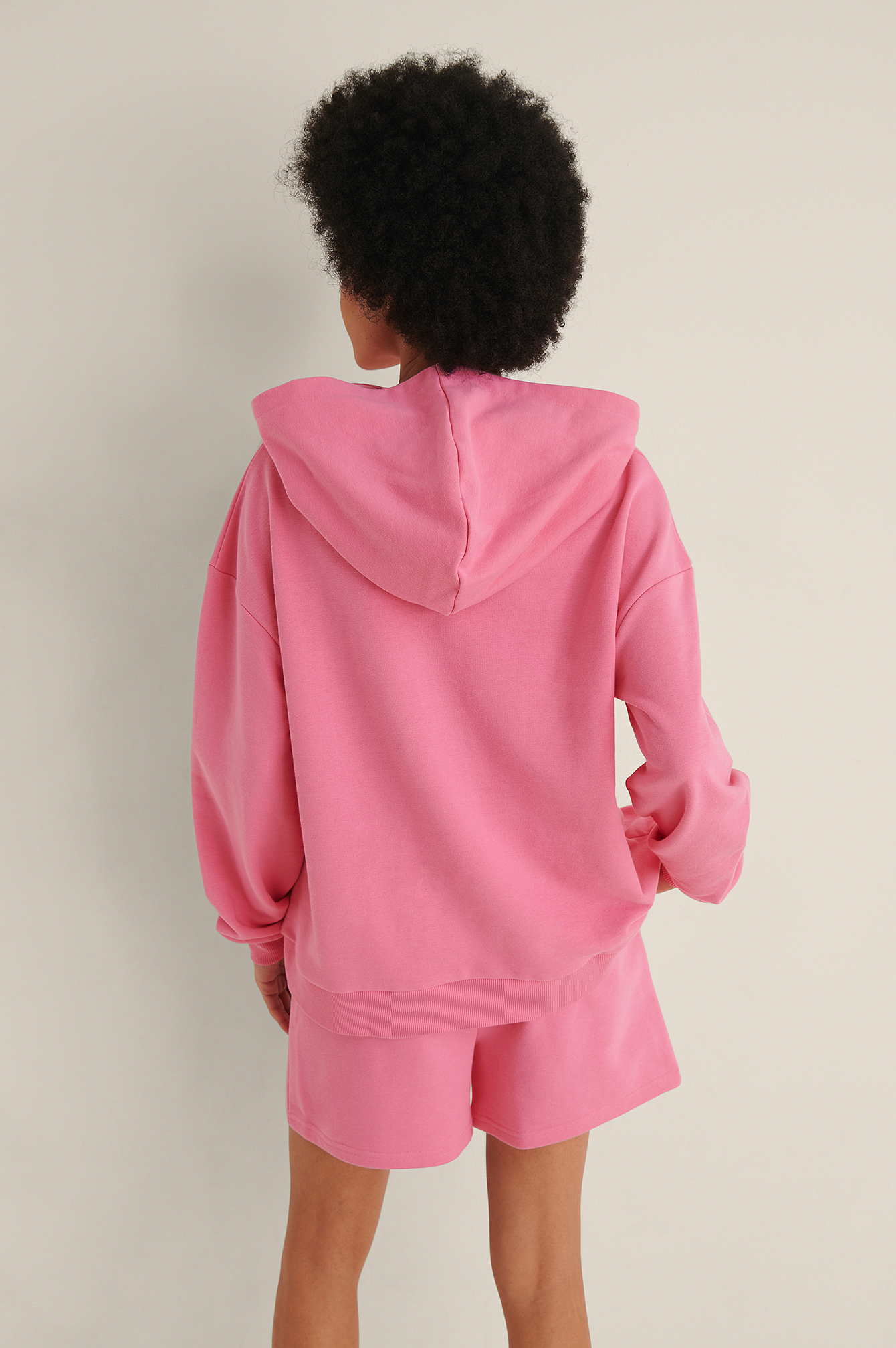 Pink Luźna Ekologiczna Bluza Z Kieszenią