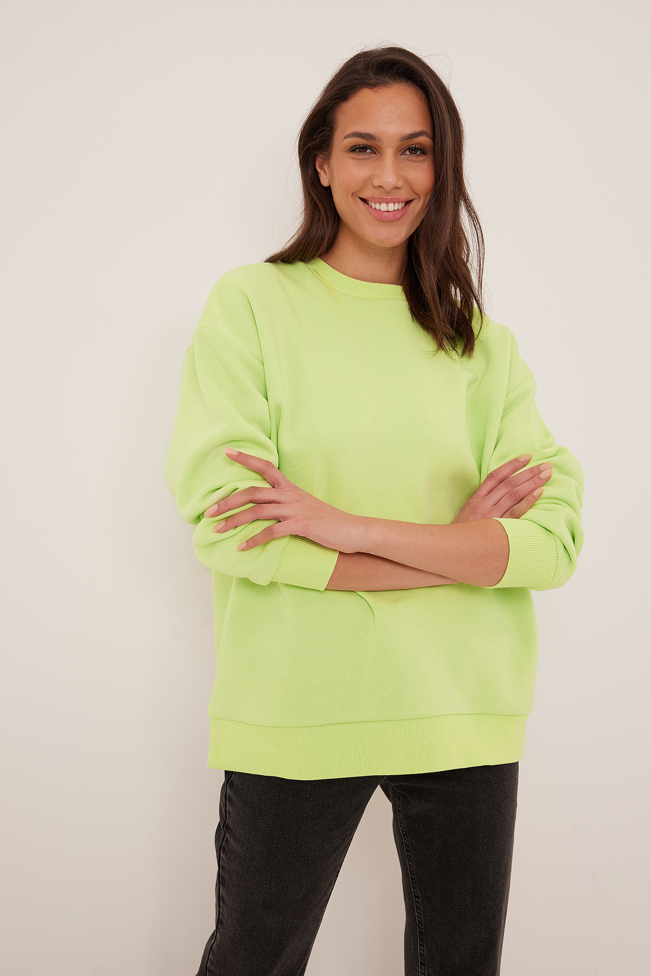 und Fitnesskleidung Sweatshirts Damen Bekleidung Sport- NA-KD Synthetik Trend Organischer Pullover mit Waffelmuster und Reißverschlussdetail in Grün Training 