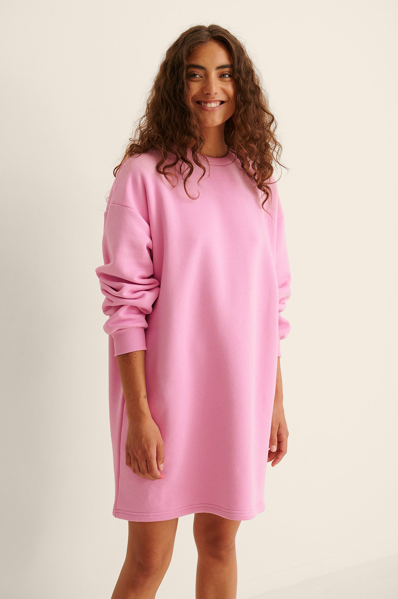 Organic Oversized Sweatshirt Dress Pink