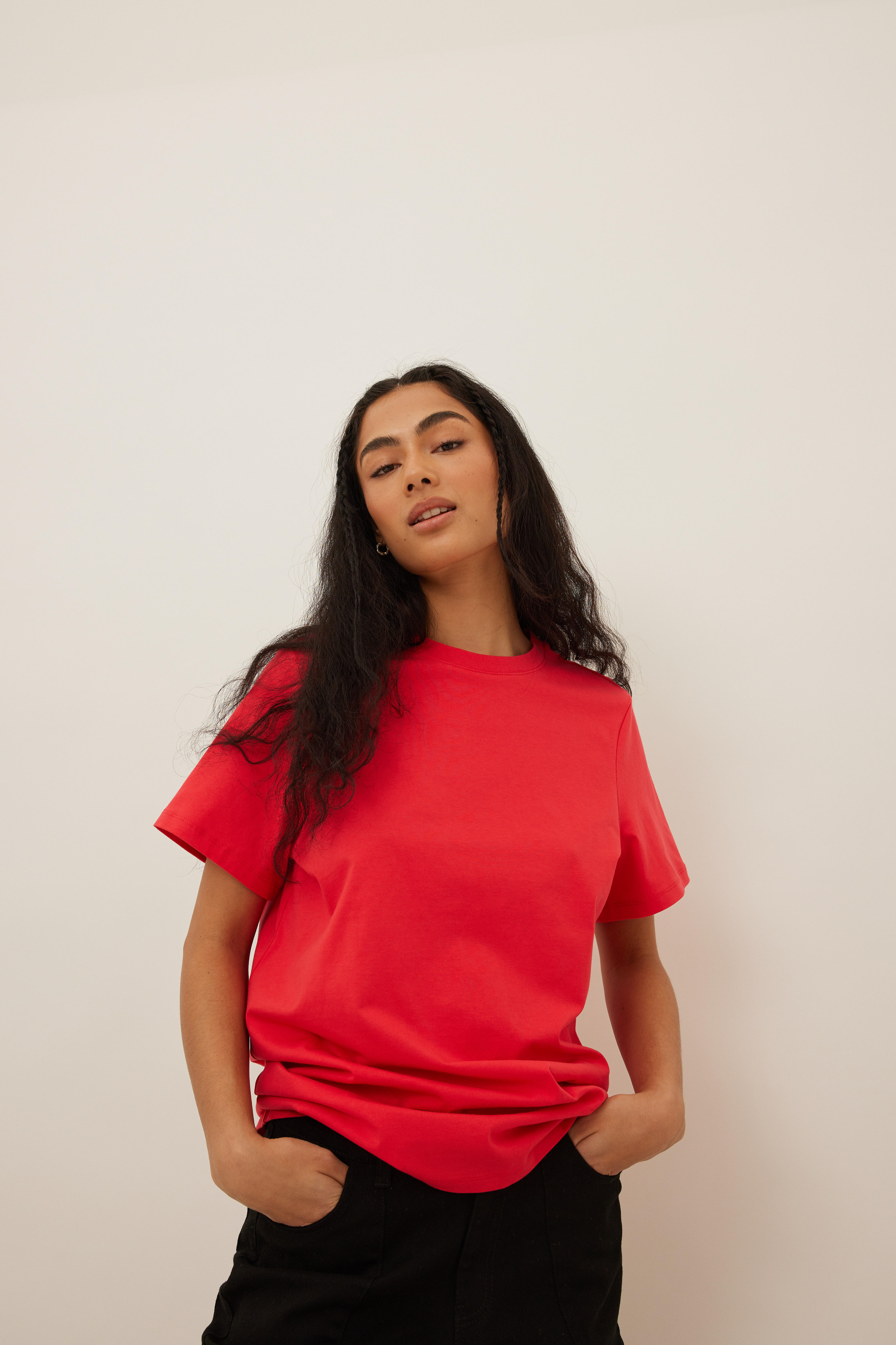 Freja Wewer x NA-KD Organic Oversized T-shirt - Red