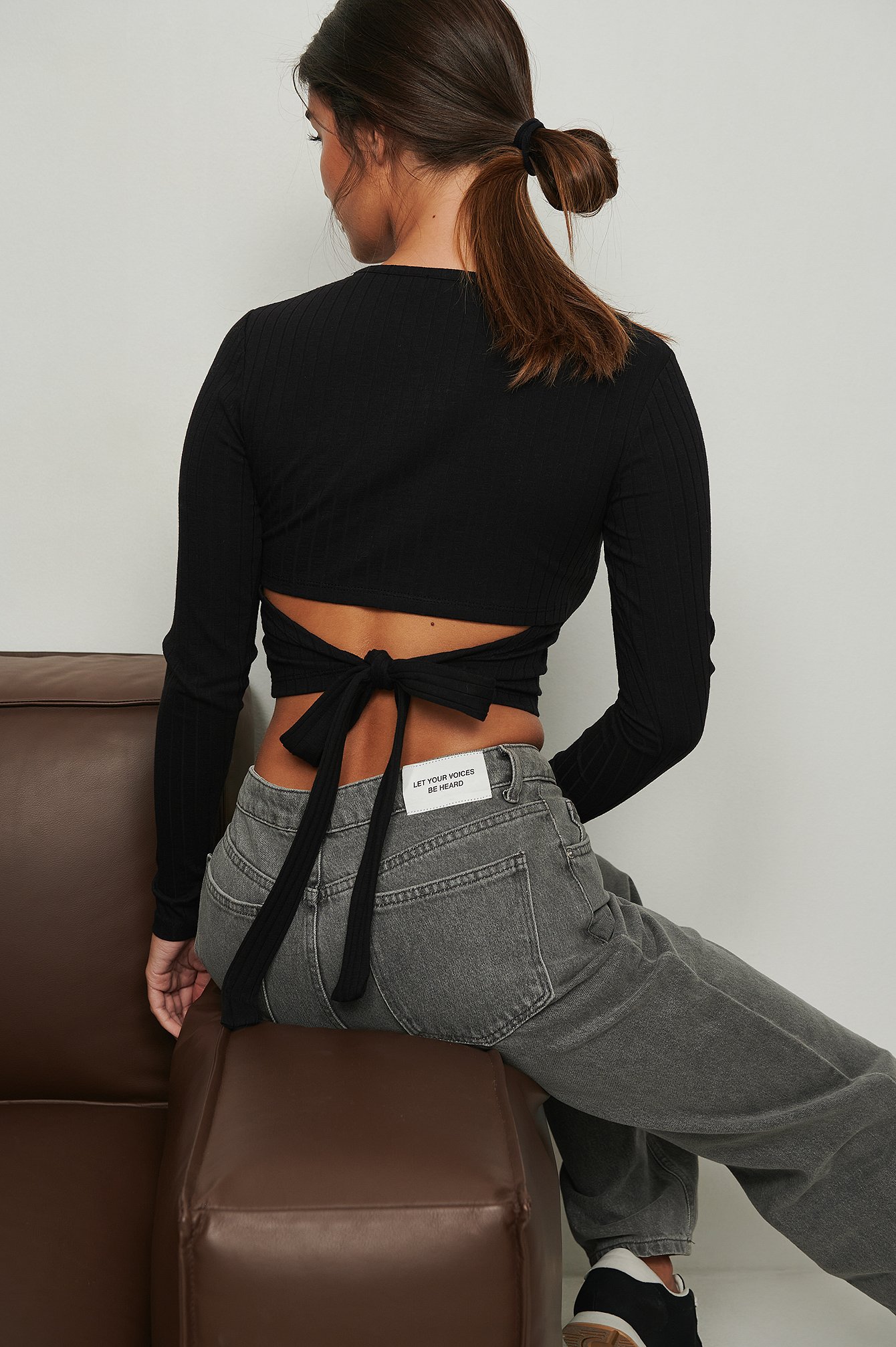 Open-back ribbed top
