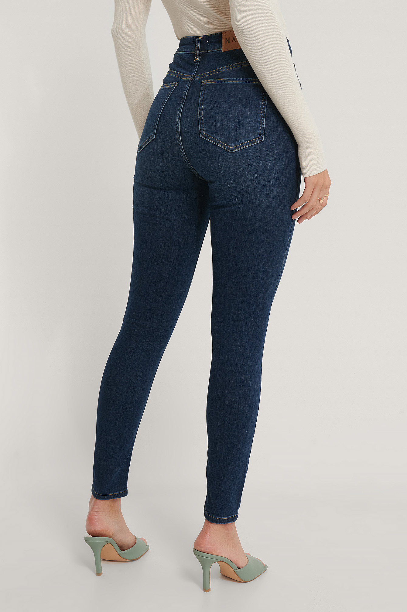 Dark Blue Økologiske skinny jeans med høyt liv