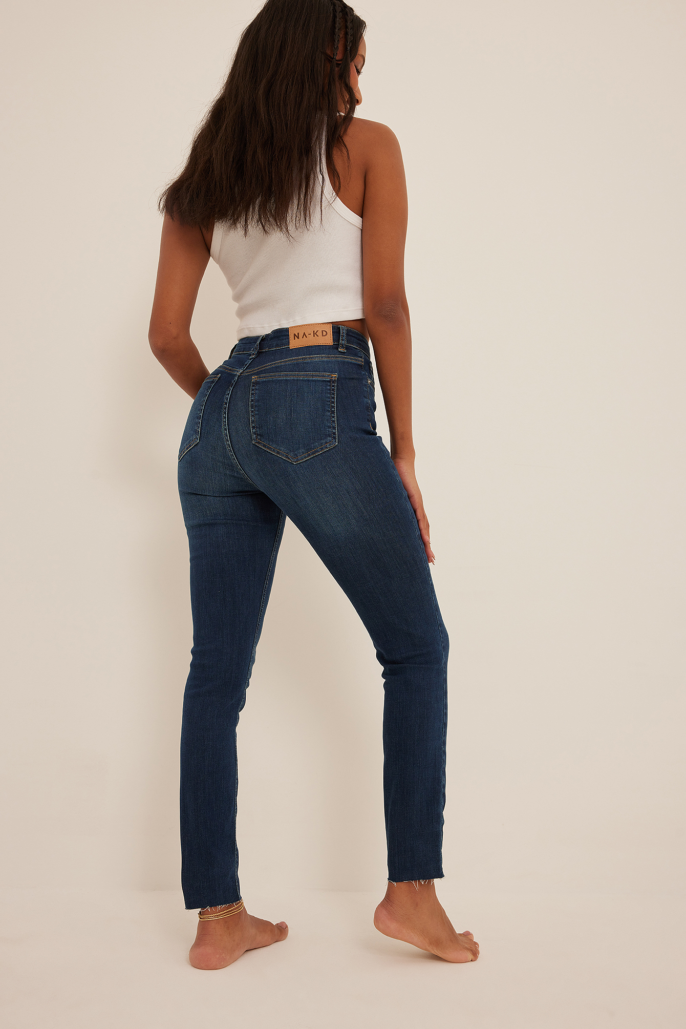 Organic Skinny High Waist Raw Hem Jeans 