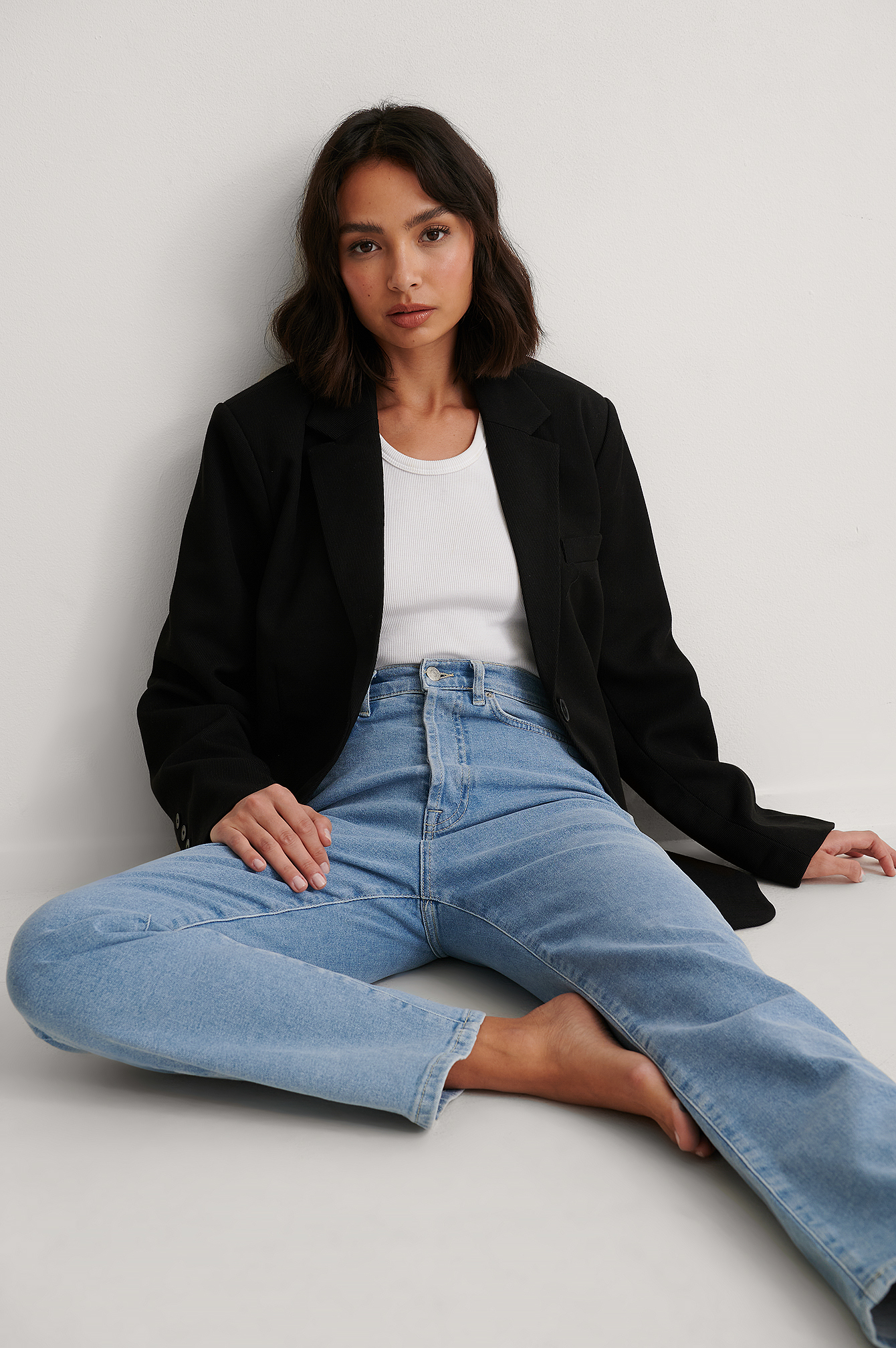 Organic Straight High Waist Jeans Blue 