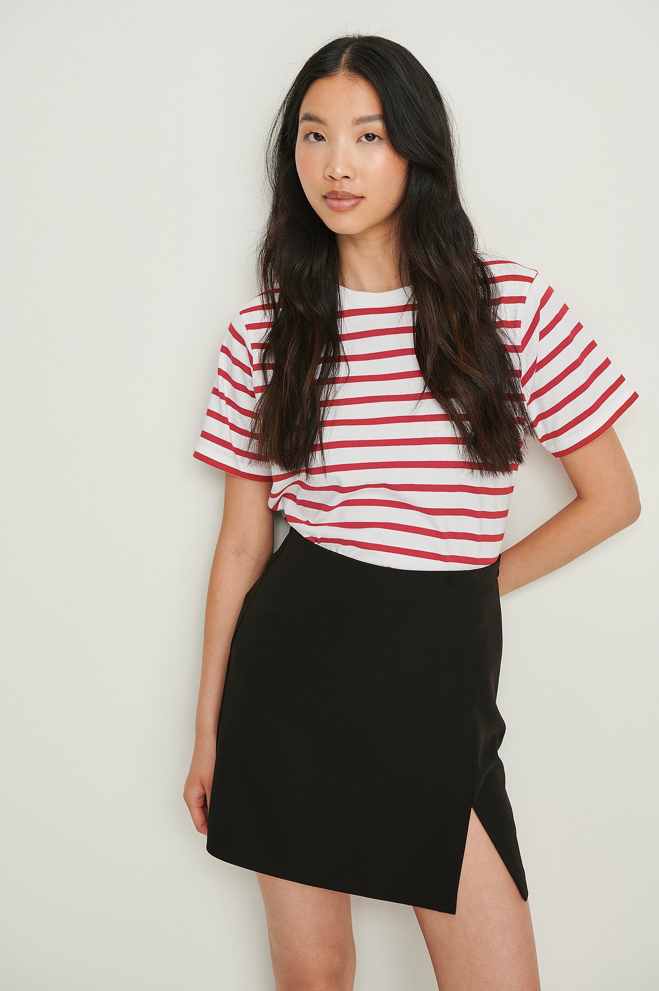 White/Red Striped Boxy T-Shirt