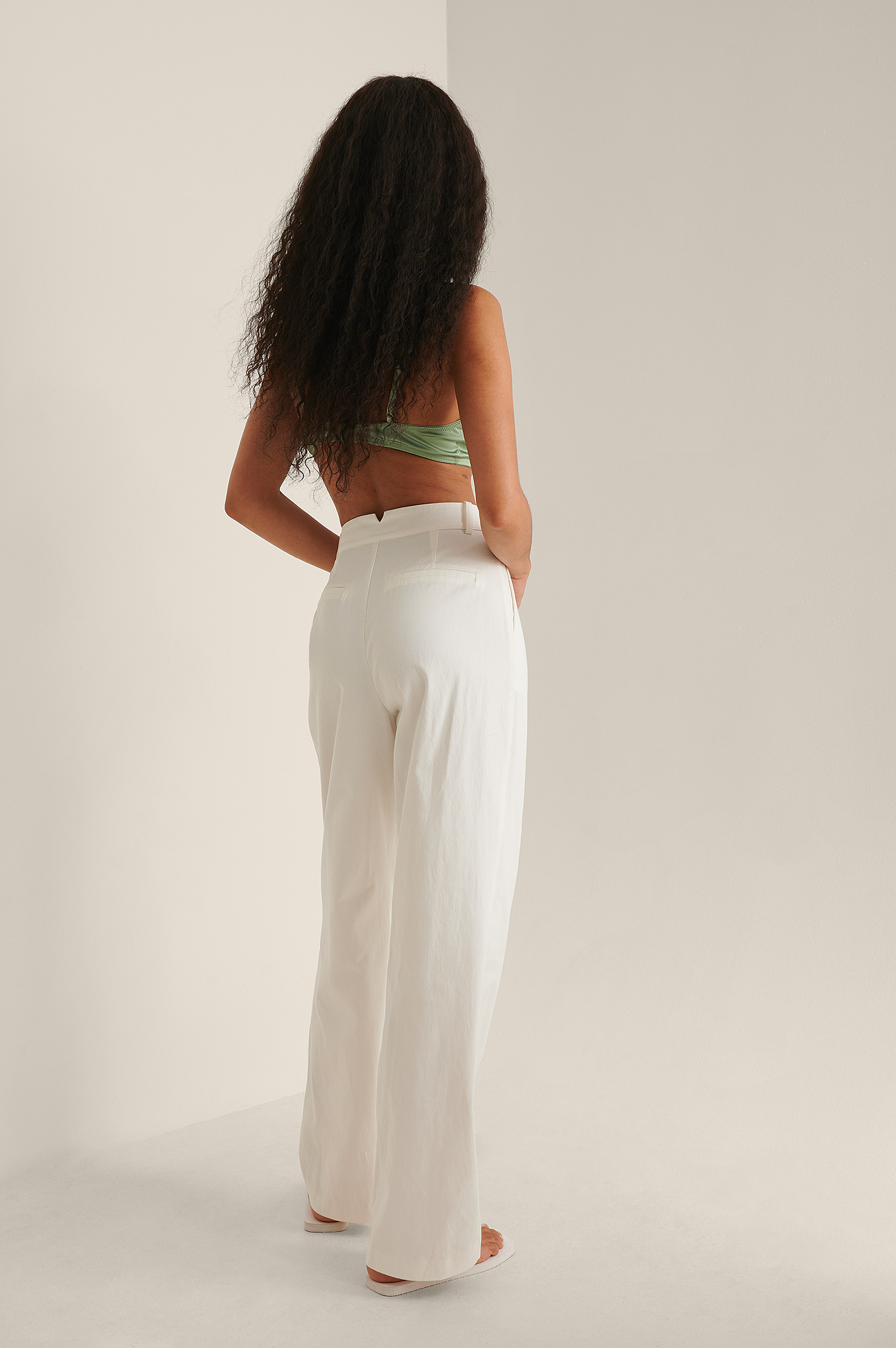 Organic Wide Leg Detailed Cotton Pants 