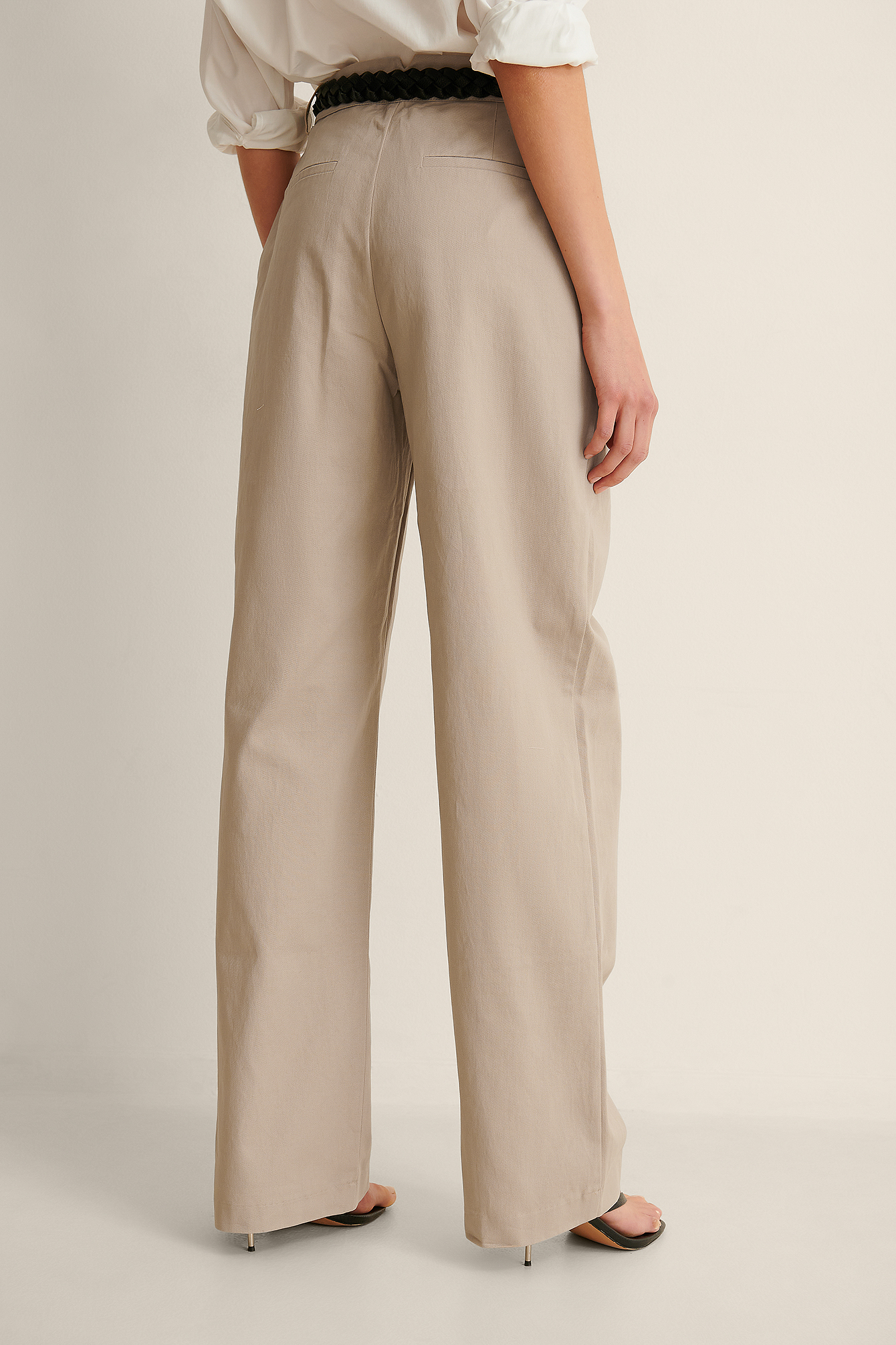 Organic Wide Leg Detailed Cotton Pants 