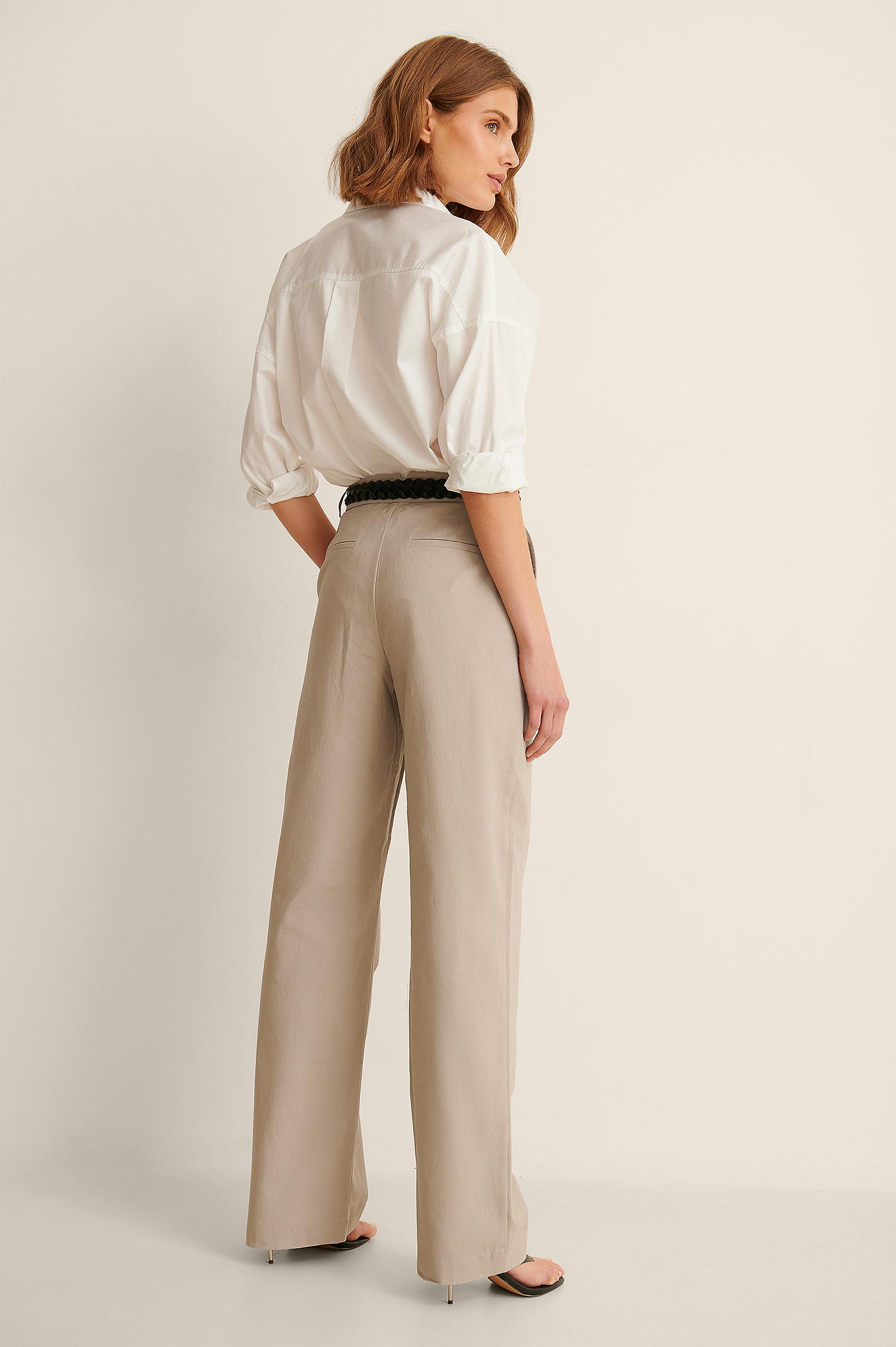 Organic Wide Leg Detailed Cotton Pants 