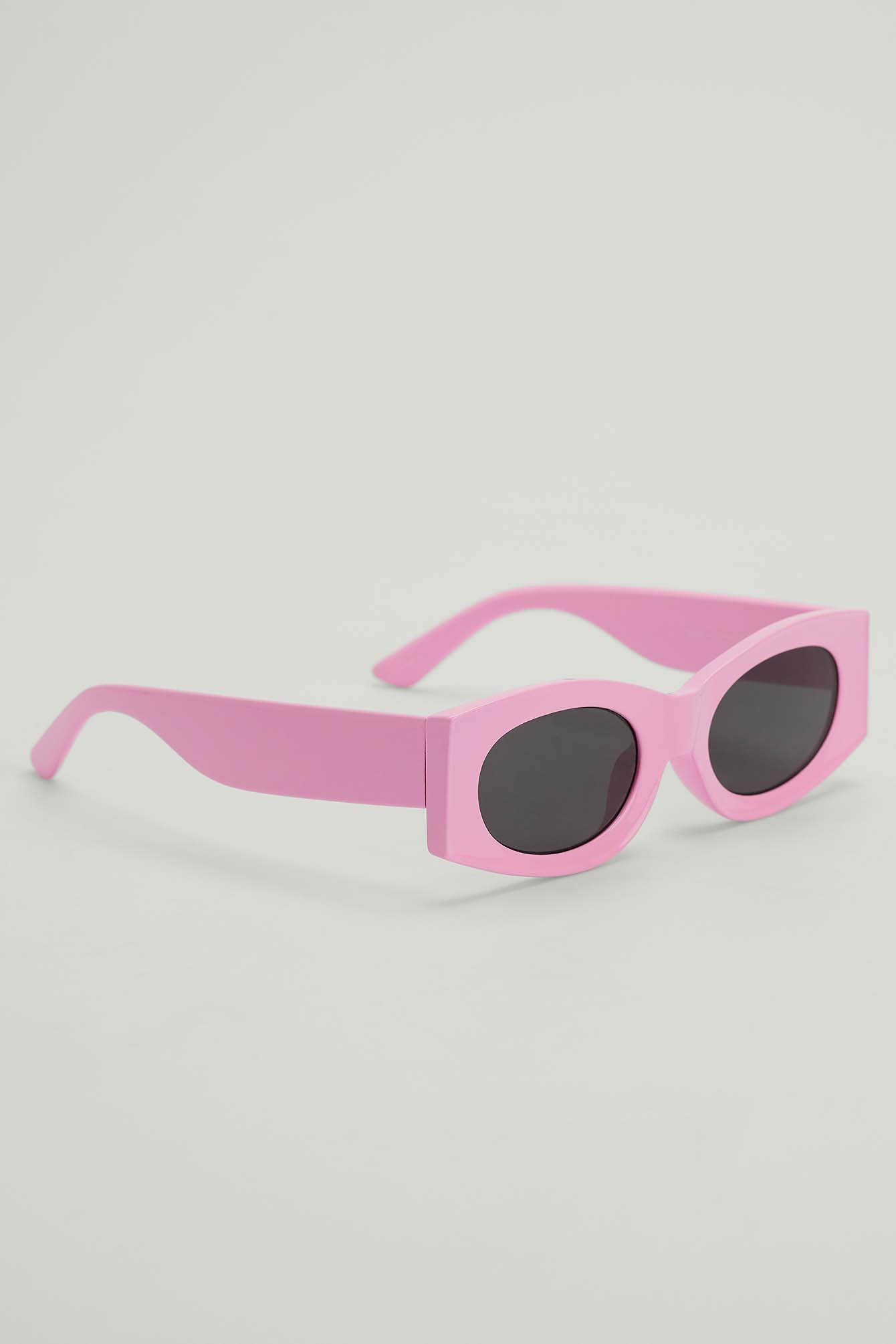 Pink Oval Shape Plastic Sunglasses