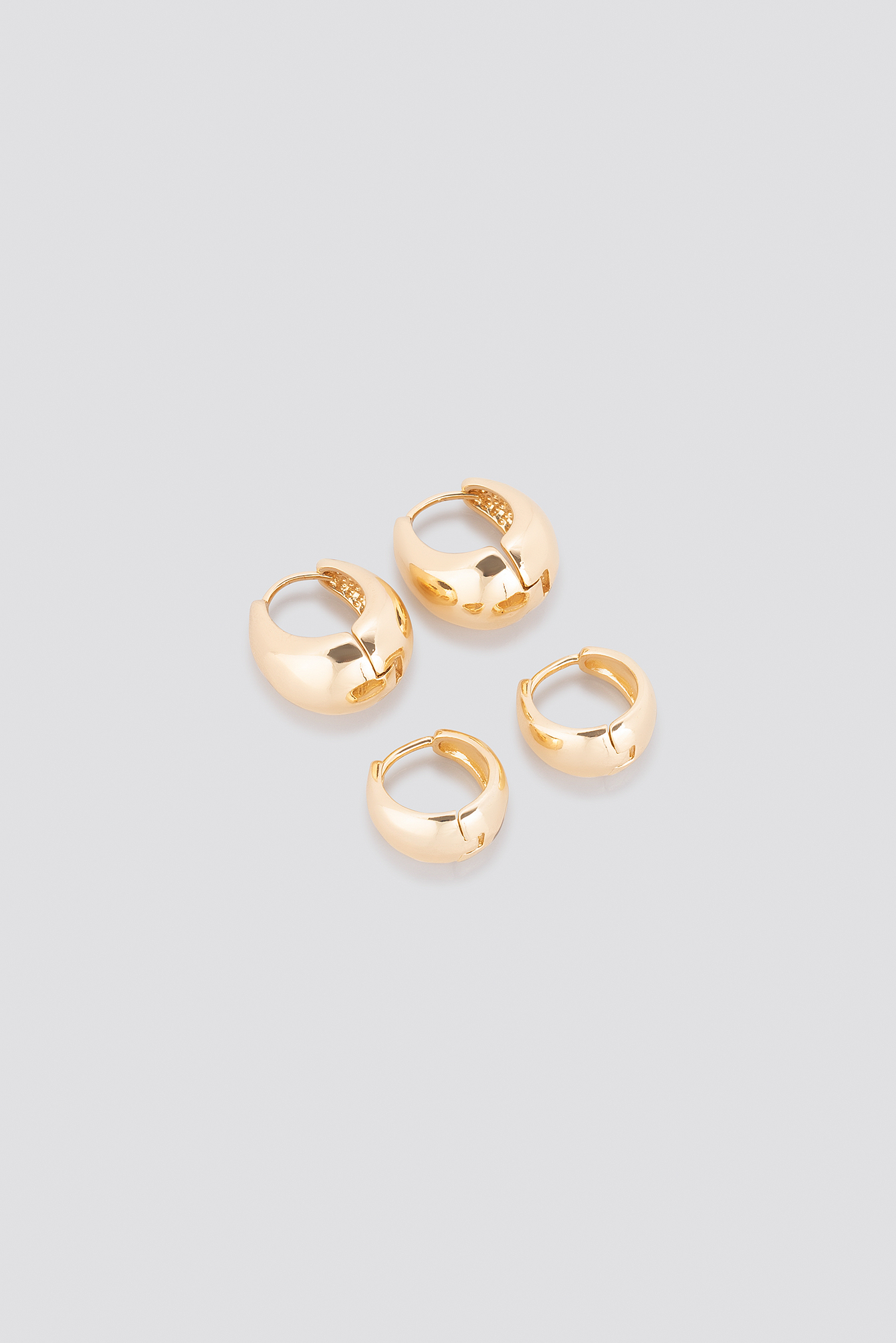 Oval Short Hoop Earrings (Double Pack) Gold