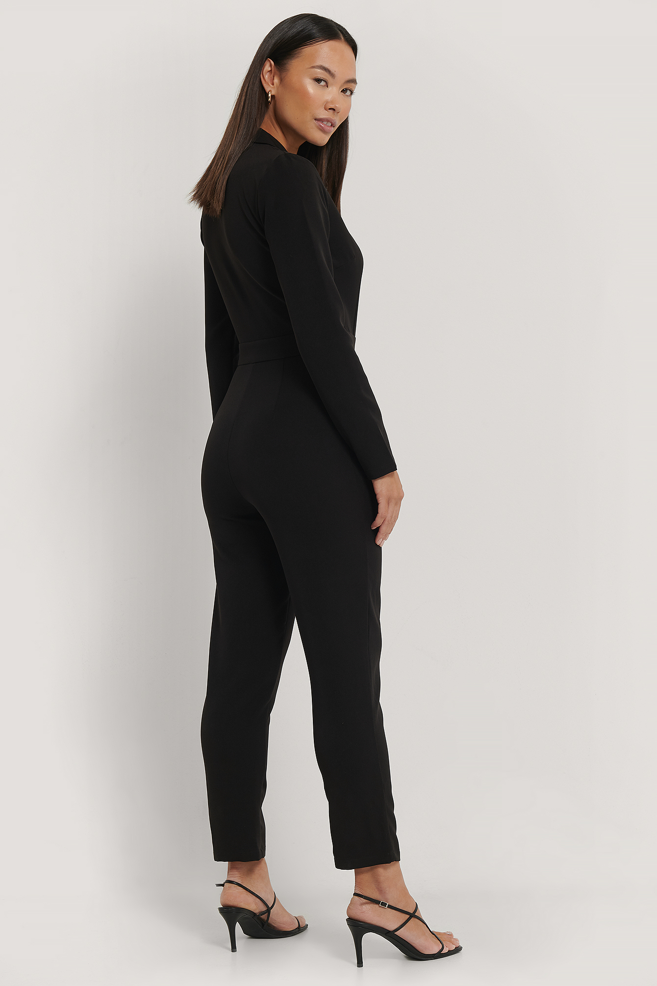 Overlap Collared Long Sleeve Jumpsuit 