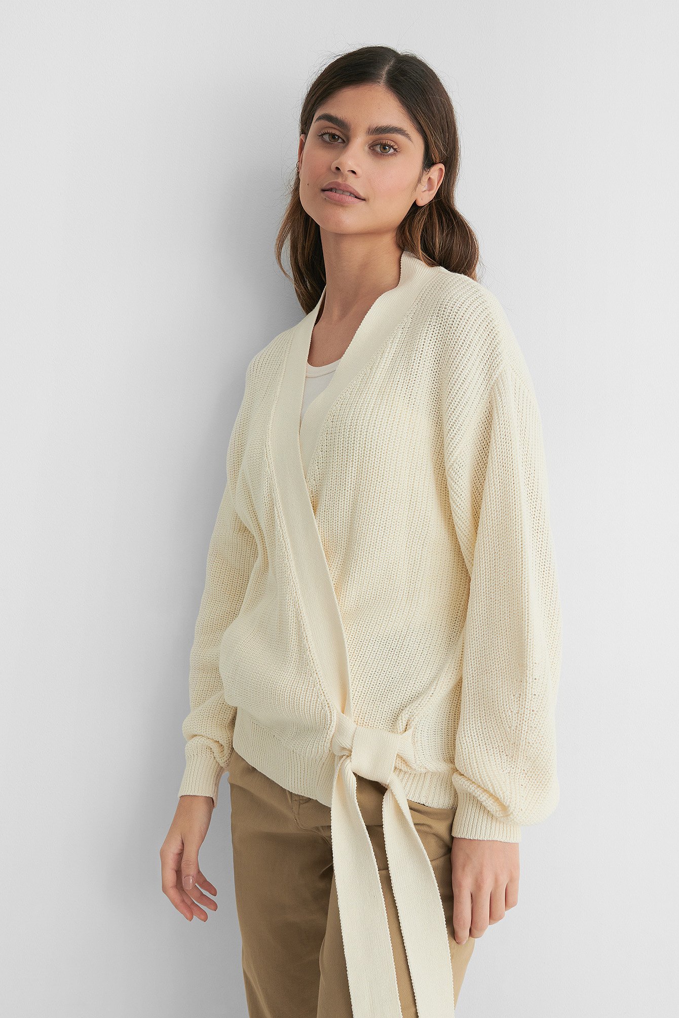 White Organic Overlap Knitted Sweater