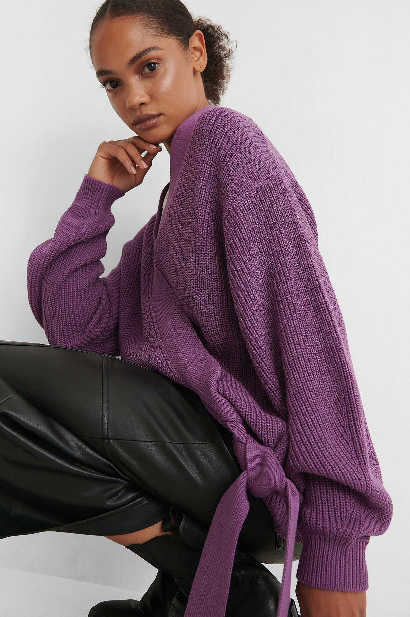 Strong Purple Organic Overlap Knitted Sweater
