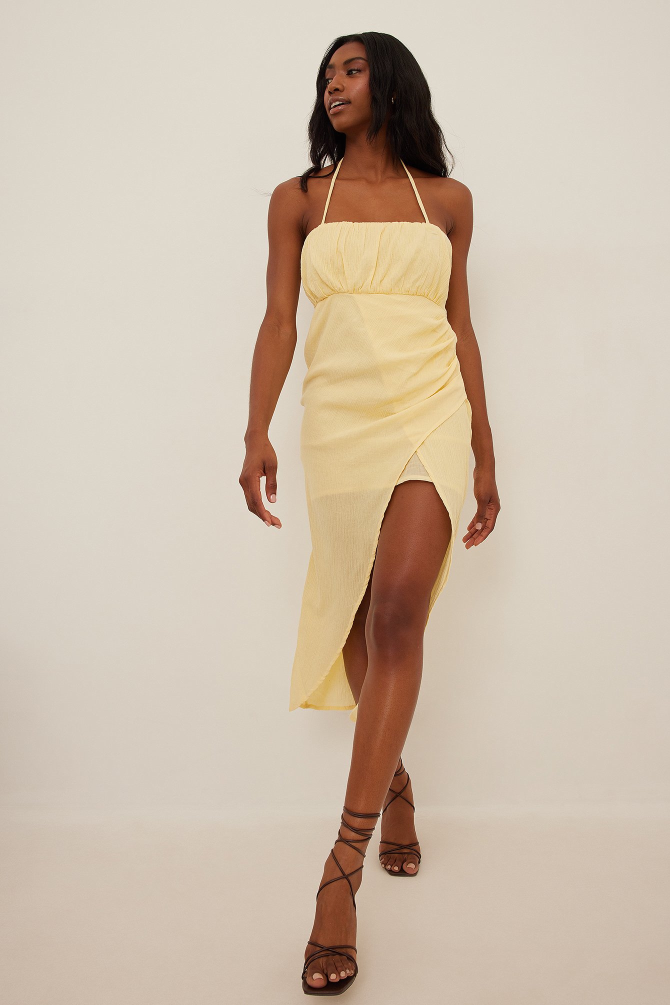 Light Yellow Midi-jurk met overslag
