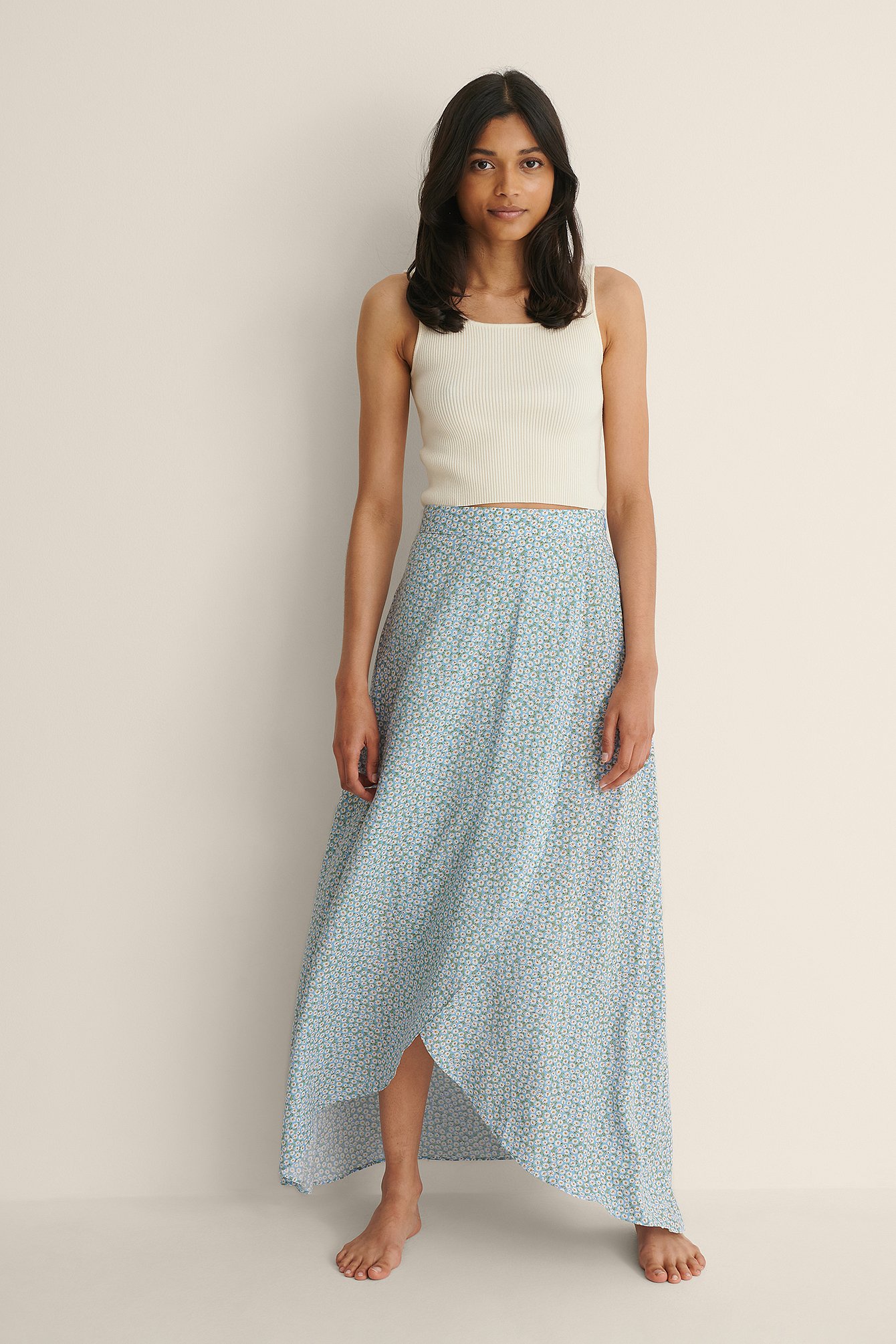 Overlap Printed Maxi Skirt Blue NAKD
