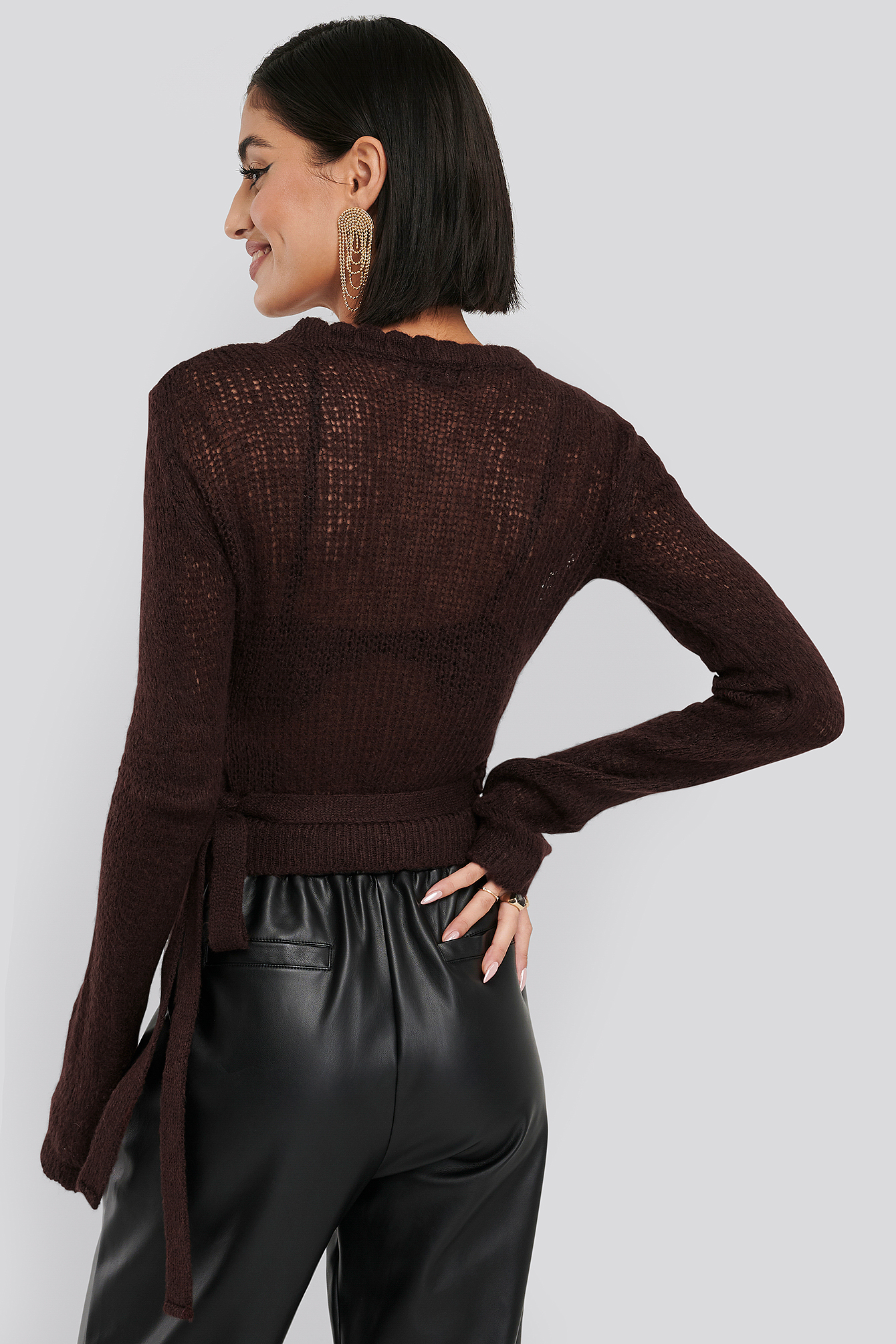 Overlap Rib Detail Knitted Sweater Red | na-kd.com