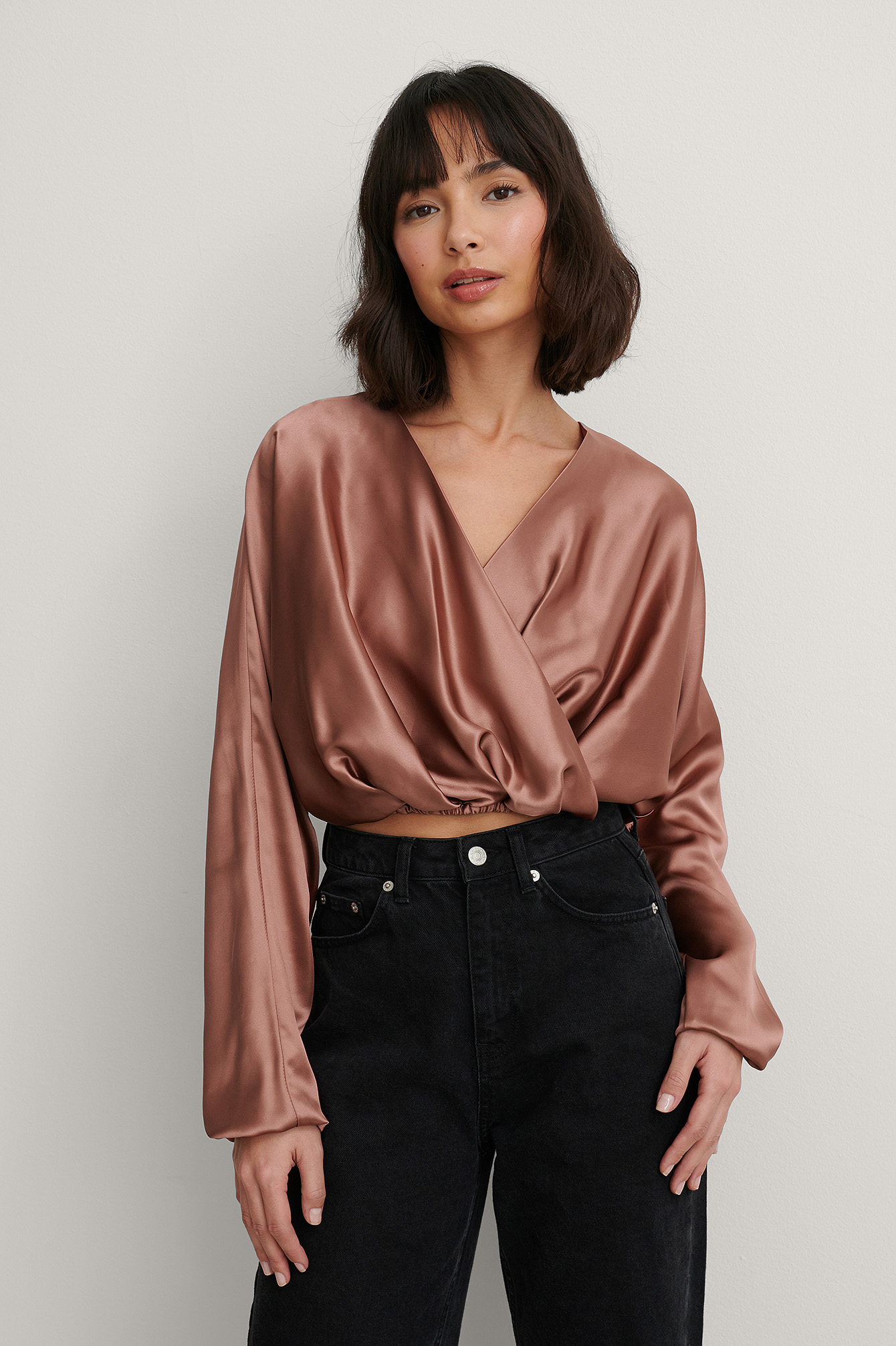 rose satin blouse