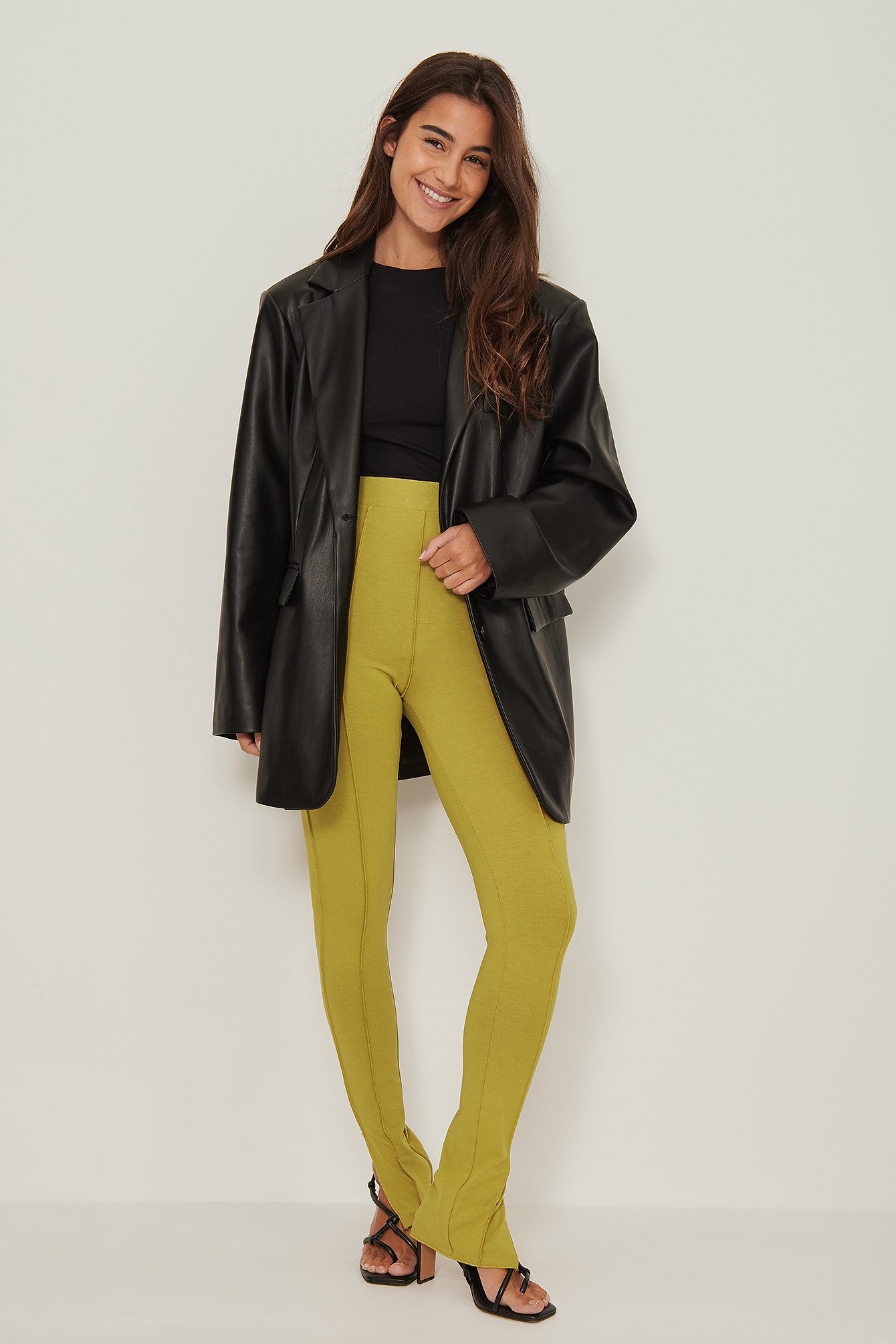Green NA-KD Trend Overlock Detail Tights