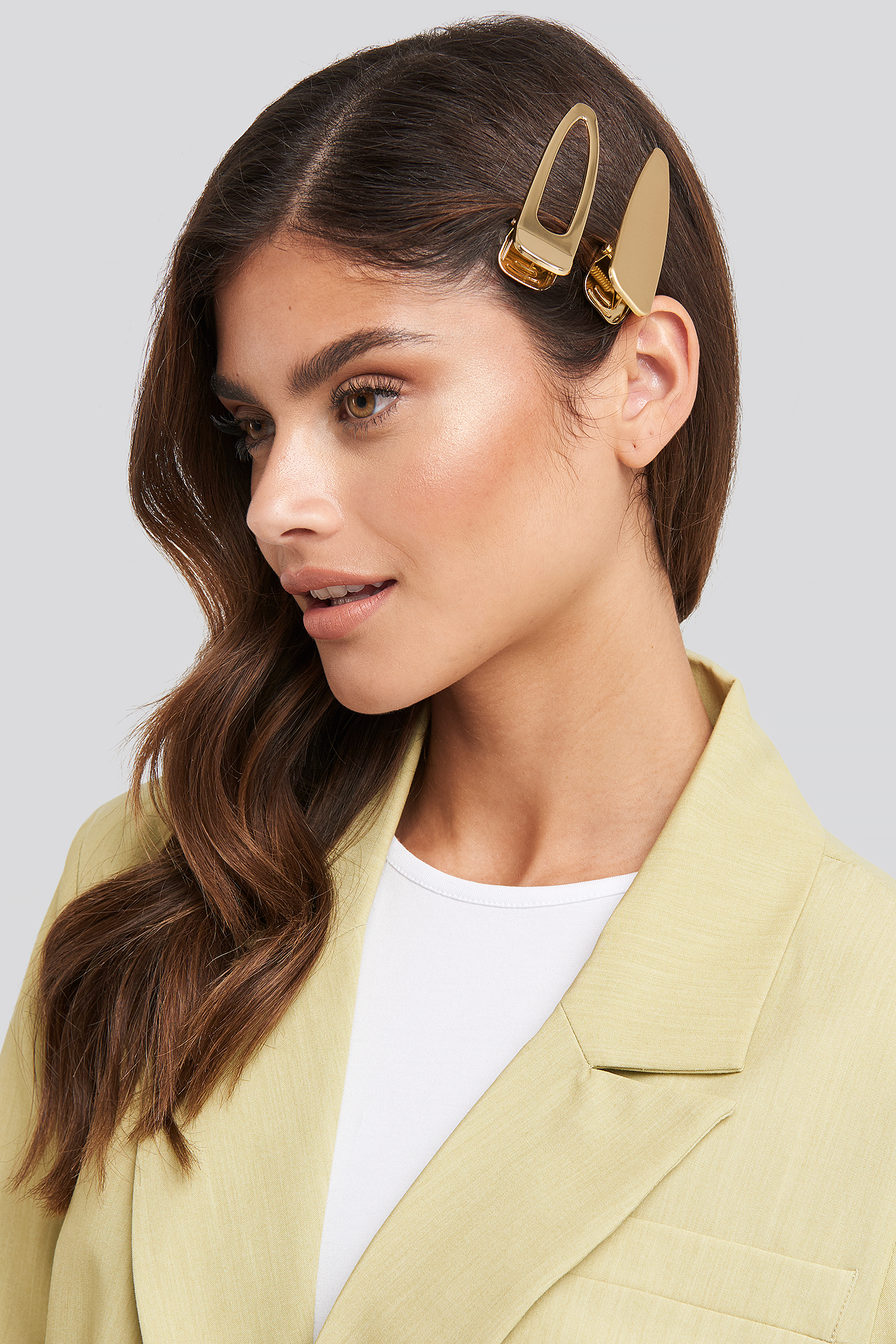 Oversize Metal Hairclips Gold
