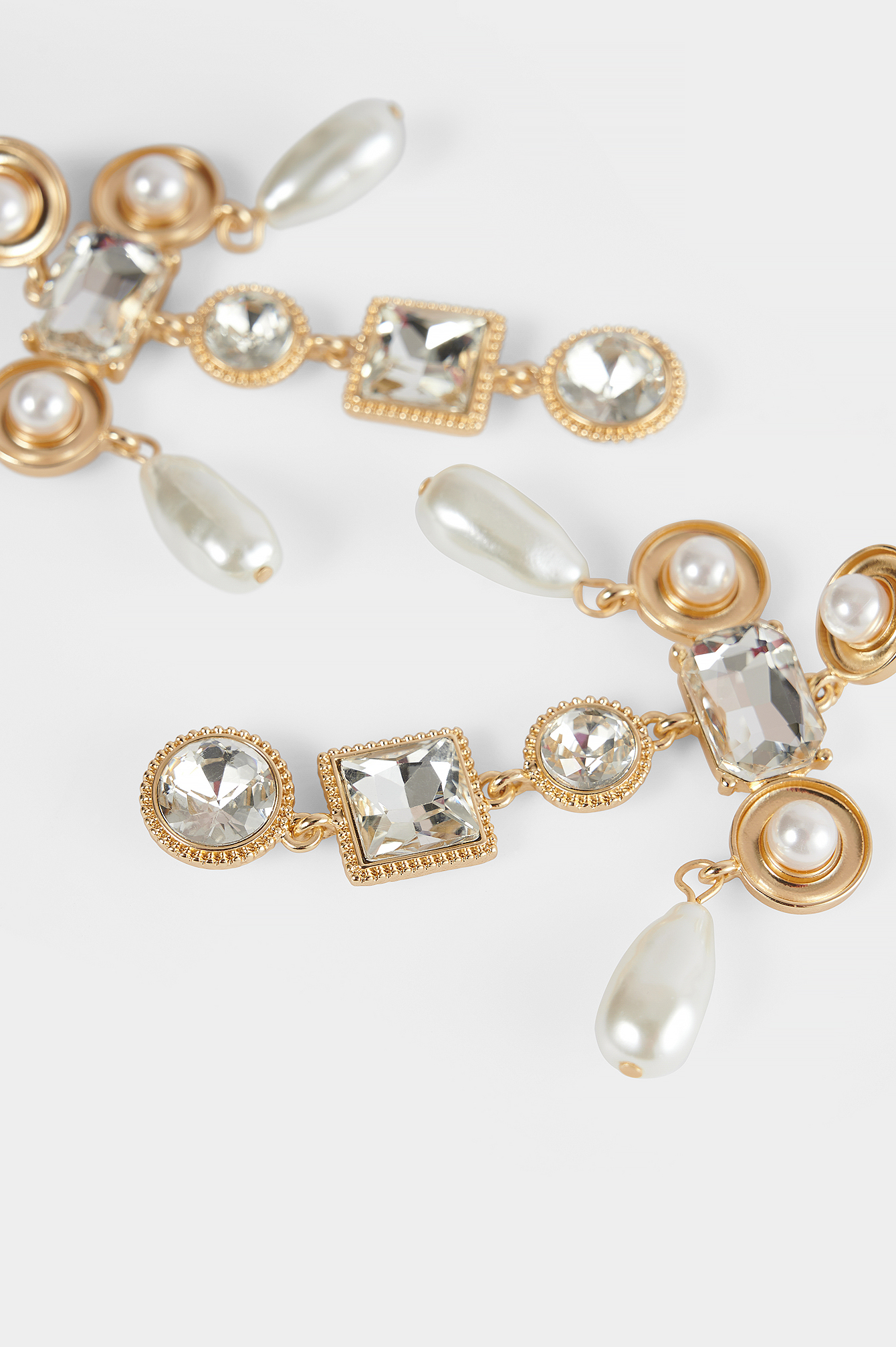 Oversize Pearl Glass Drop Earrings Gold