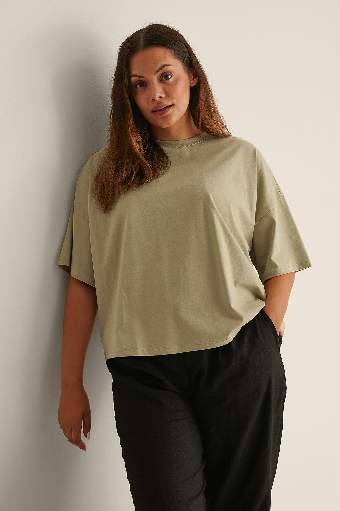 Khaki Ekologisk oversize t-shirt