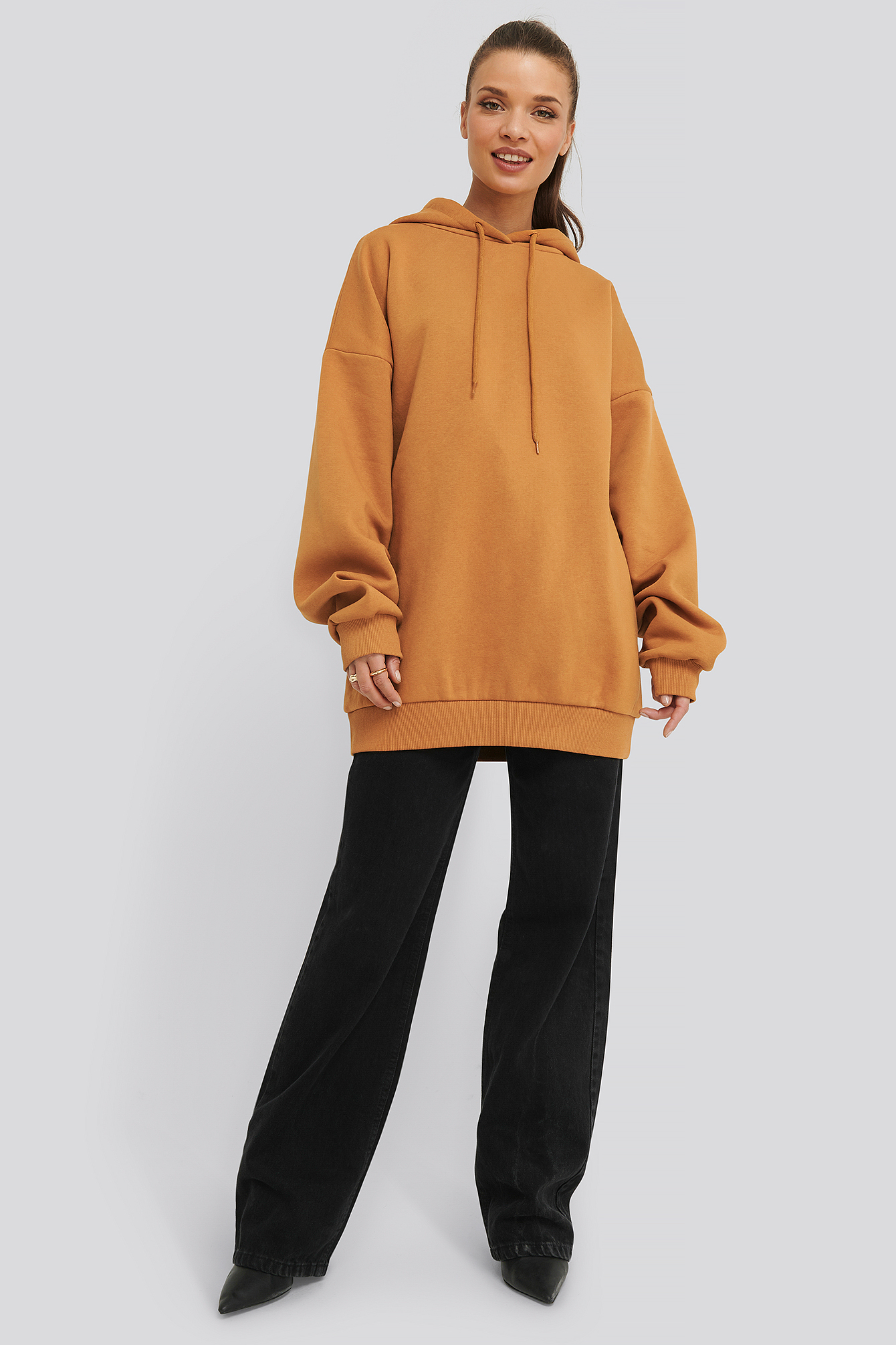 Oversized Basic Hoodie Mustard