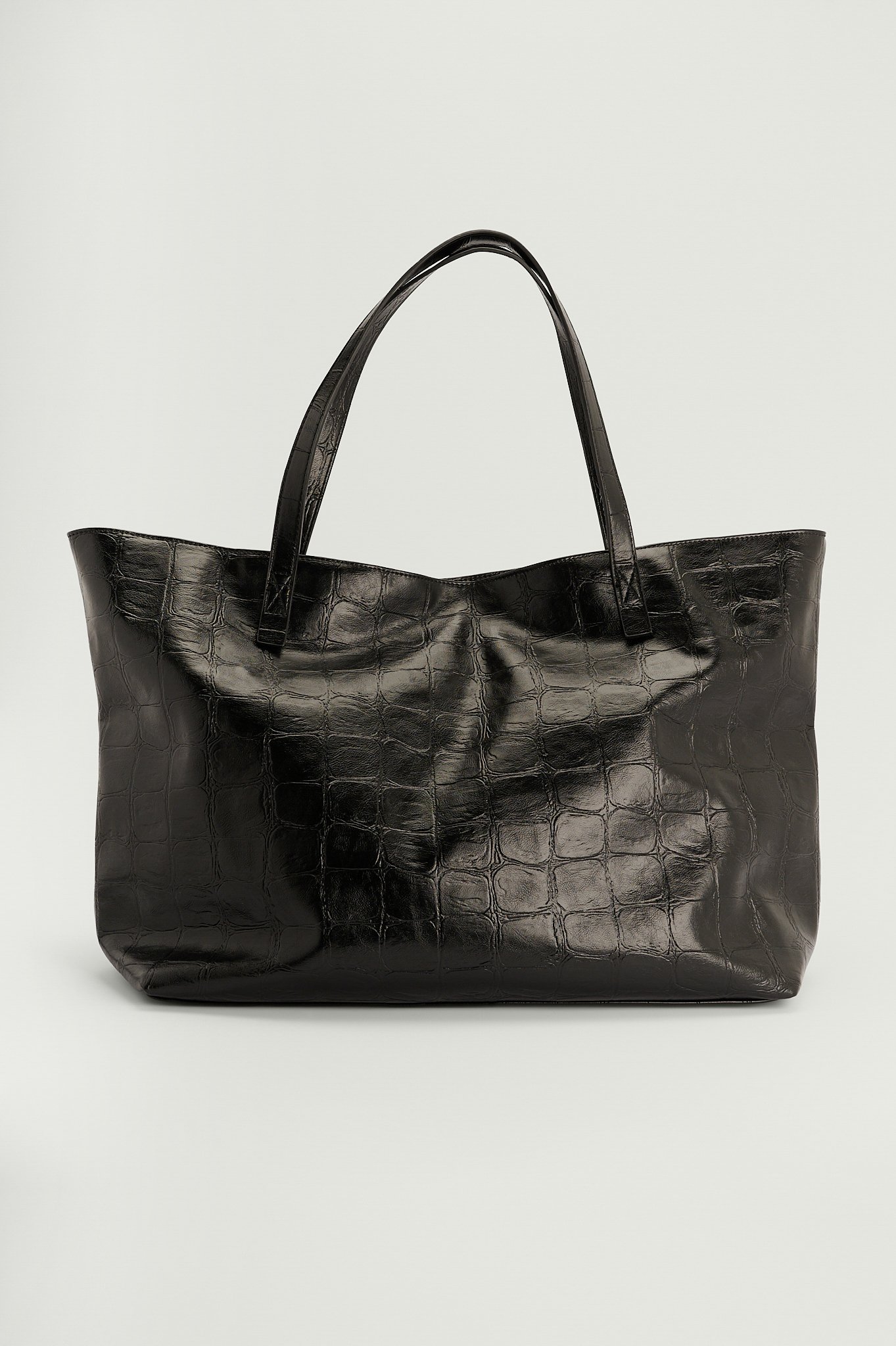 Black Duża luźna torba na zakupy w krokodyli wzór