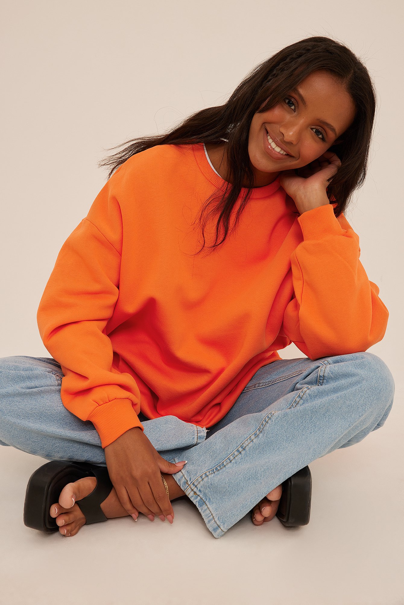 Sweatshirt Escovada Oversize Orange