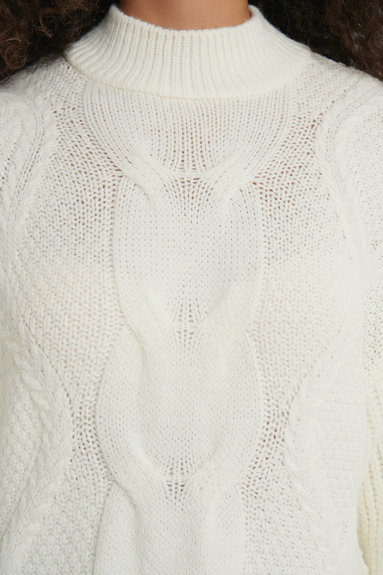 White Oversized Cable Knitted Sweater