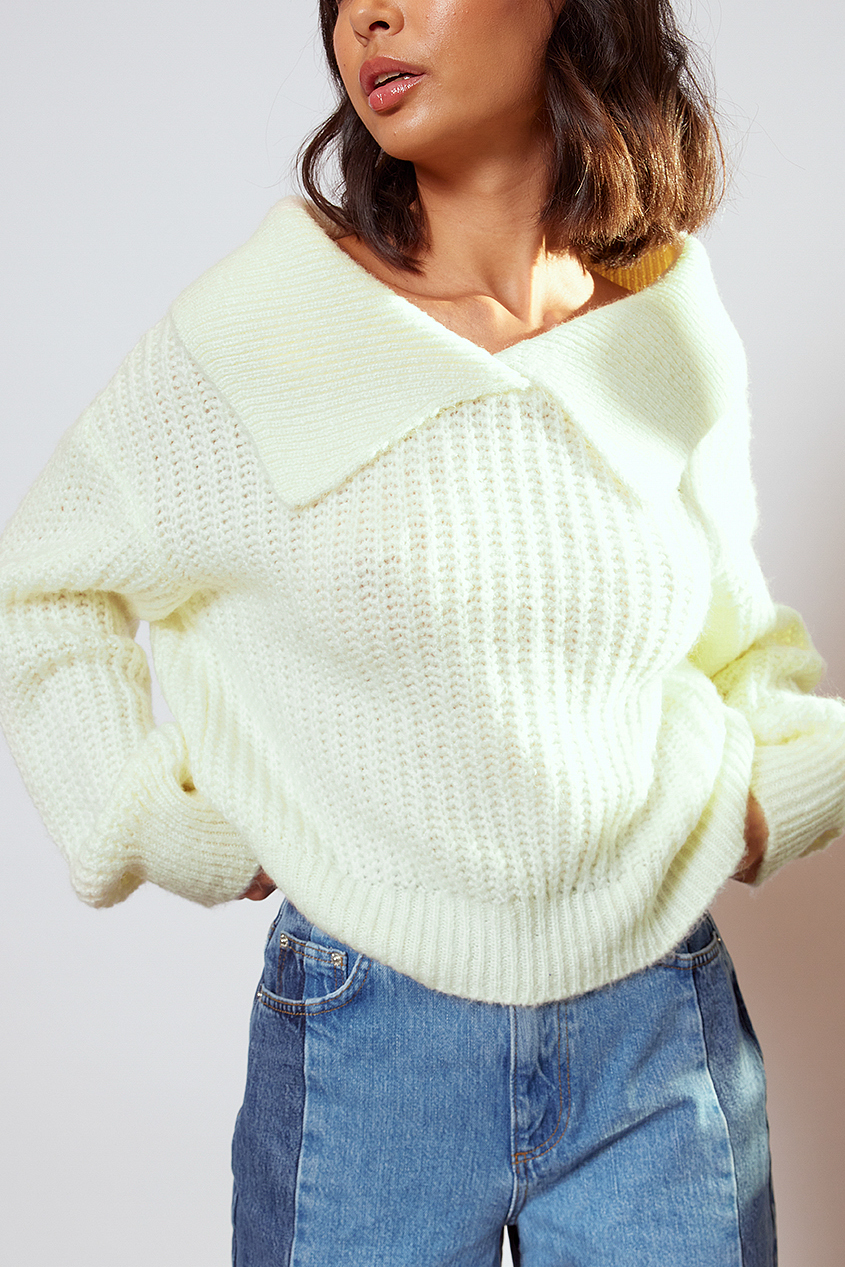 Oversized Collar Sweater Offwhite | na 