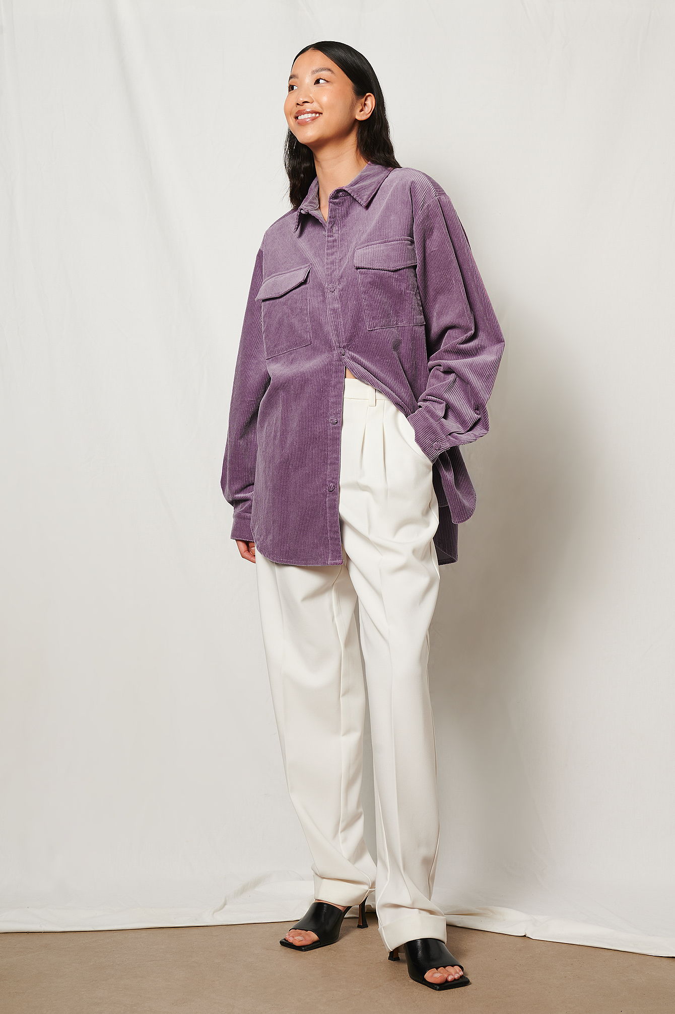 Oversized Corduroy Shirt Purple | na-kd.com