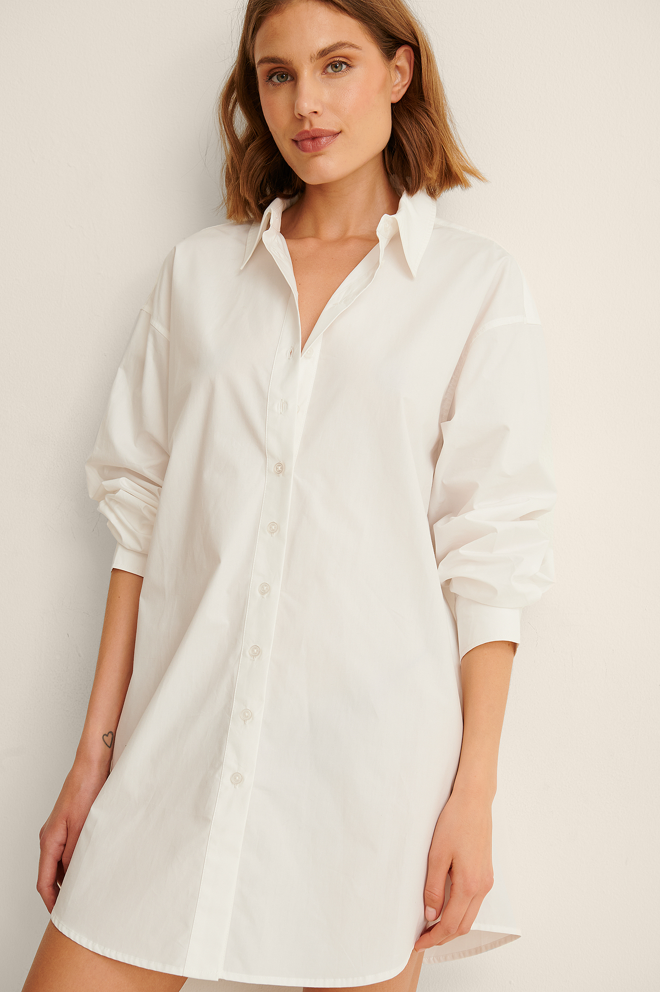 white cotton shirt dress