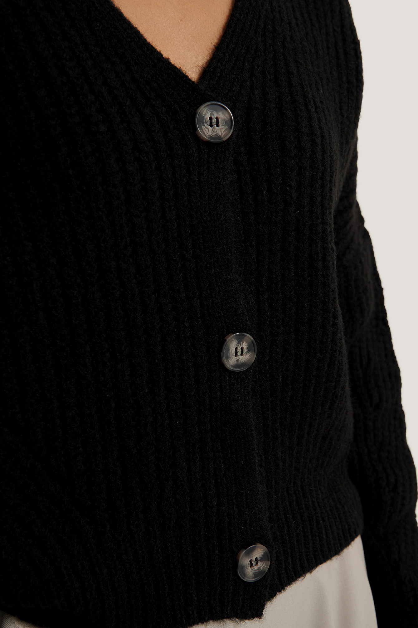 black oversized cropped cardigan