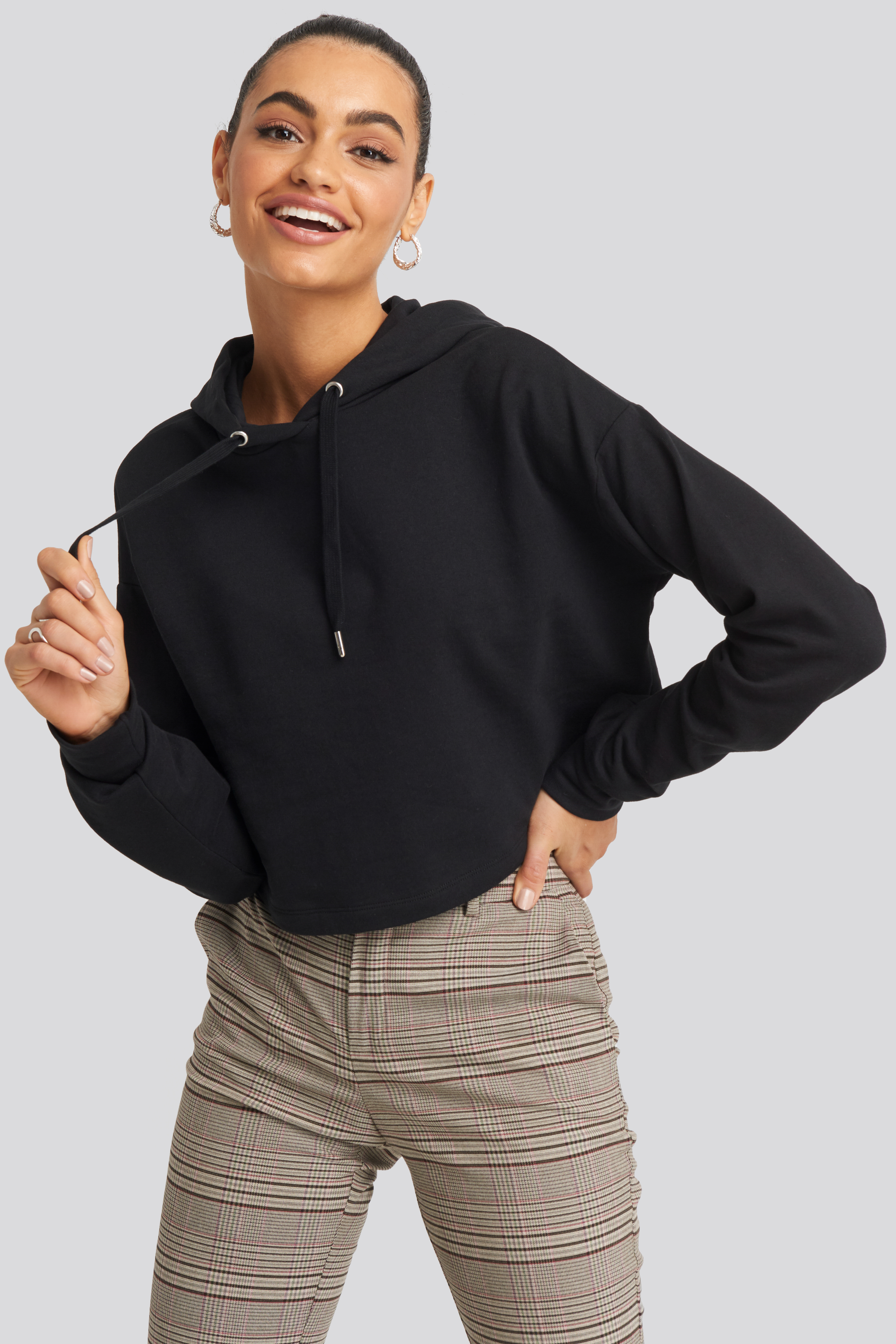 Oversized Cropped Hoodie Black