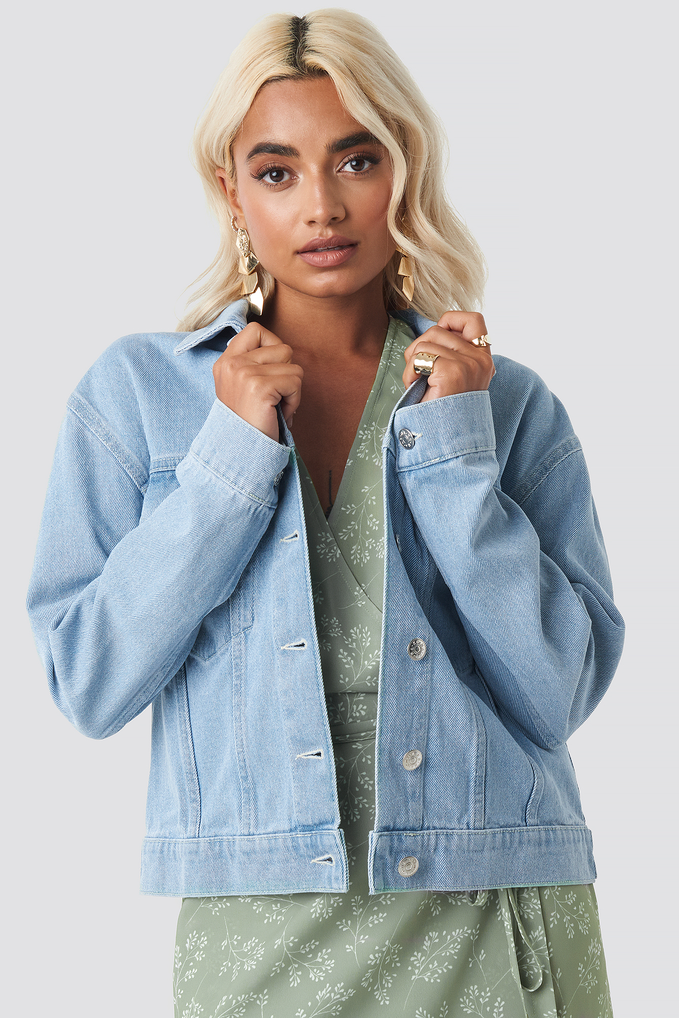 Oversized Denim Jacket Blå