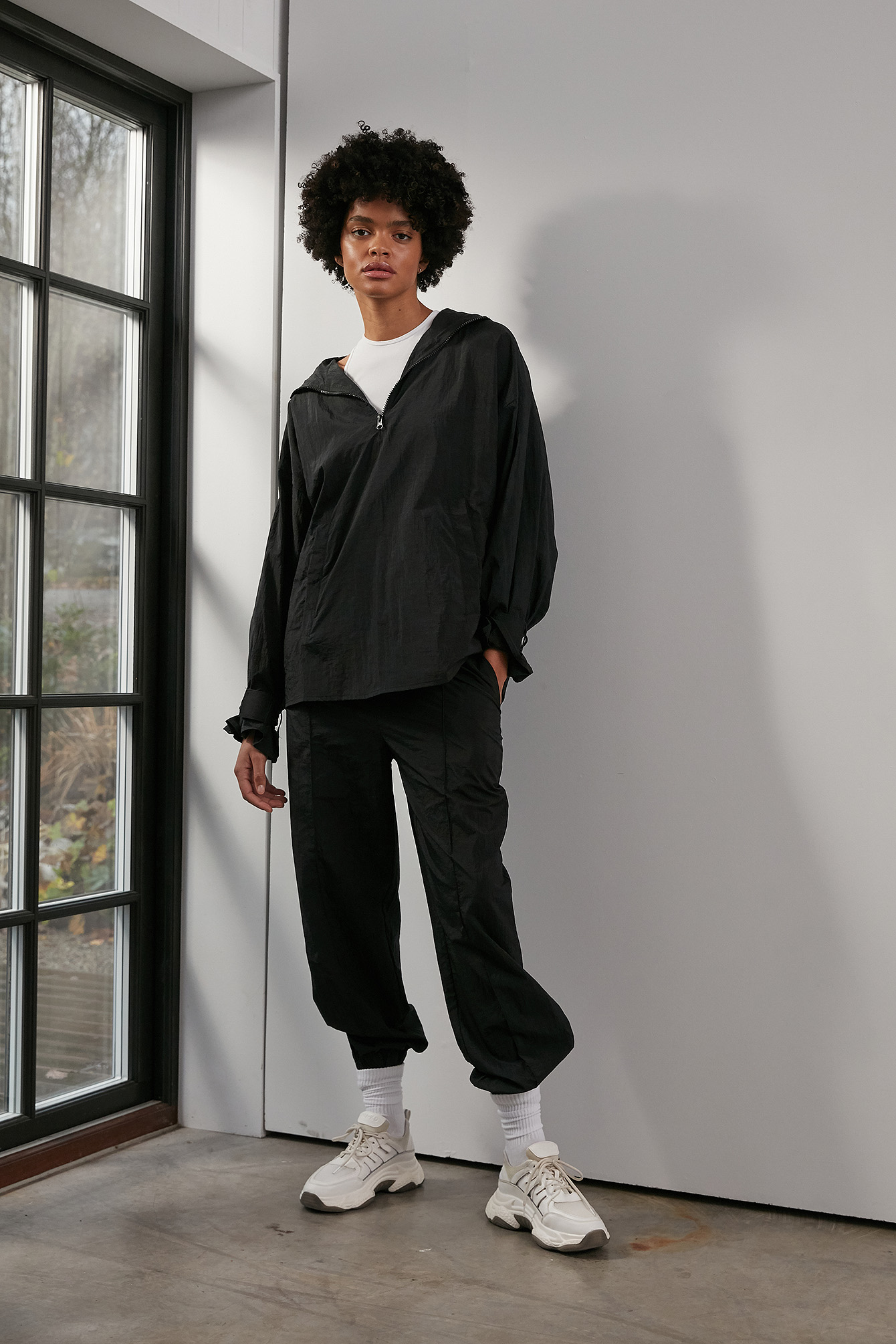 Oversized Half Zip-up Windshell Jacket 