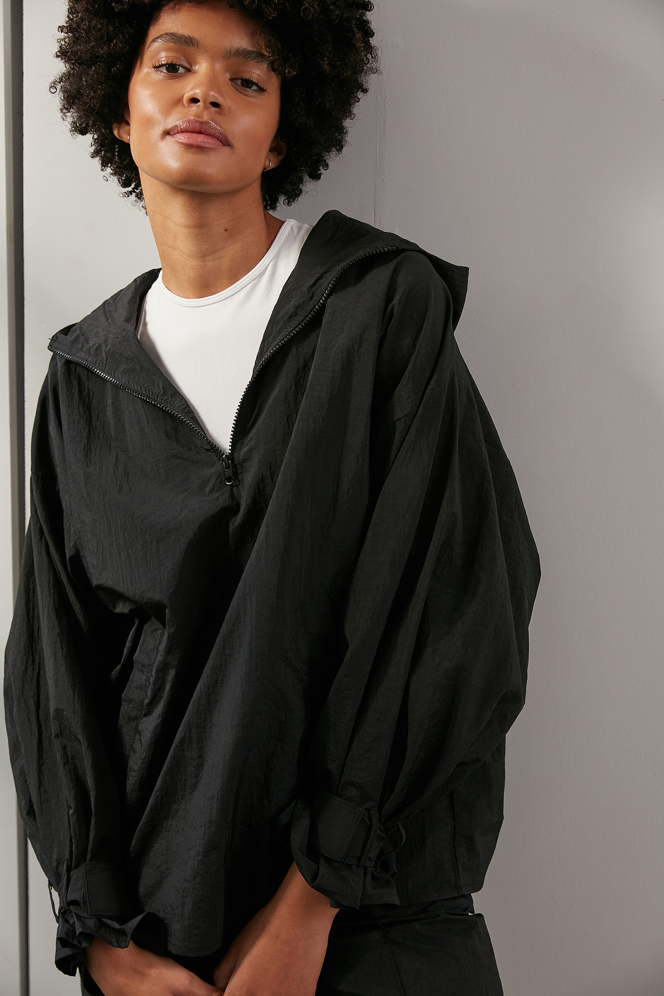 Oversized Half Zip-up Windshell Jacket 