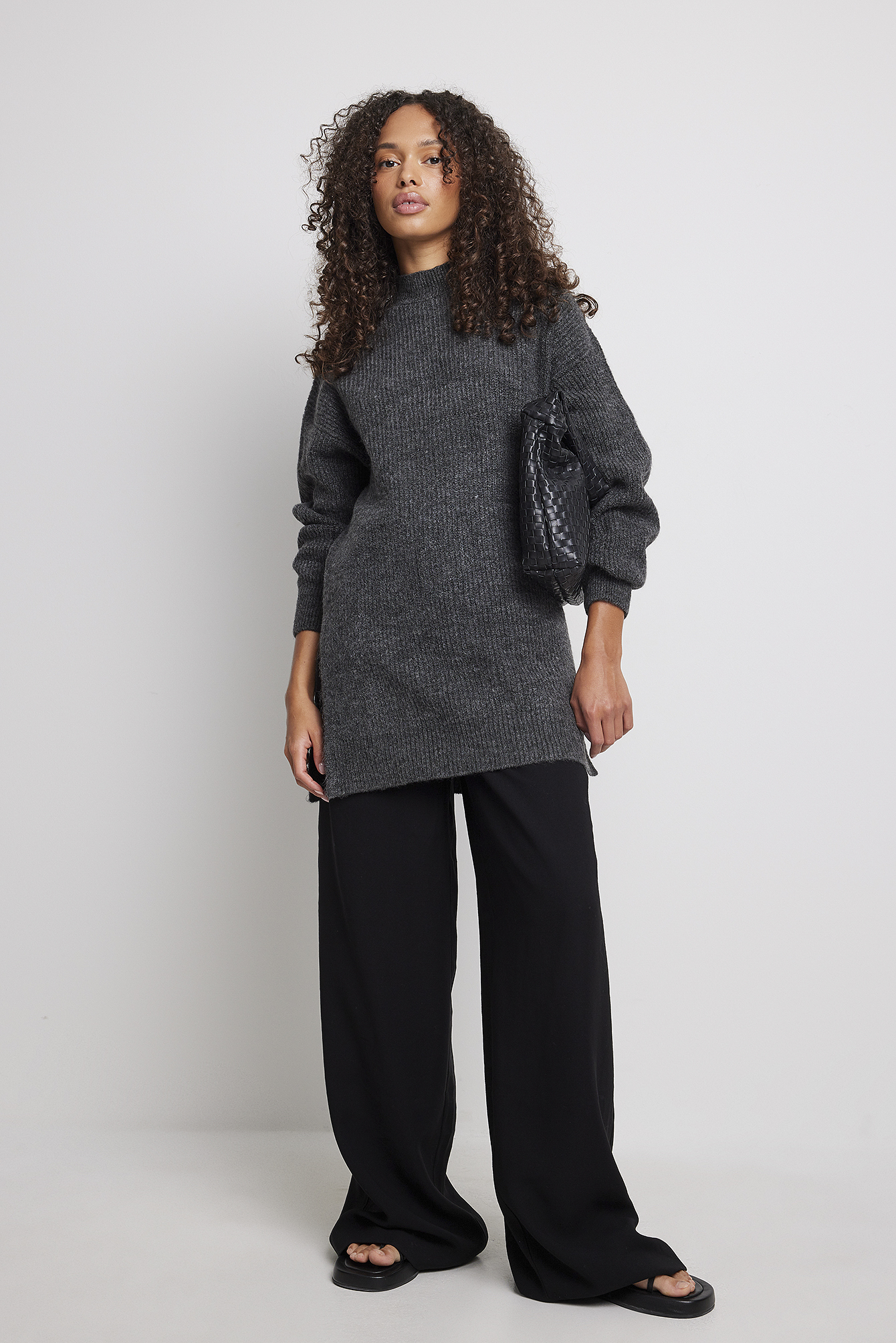Damen Bekleidung Pullover und Strickwaren Sweatjacken NA-KD Trend Boxy-Strickweste in Oversize in Grau 