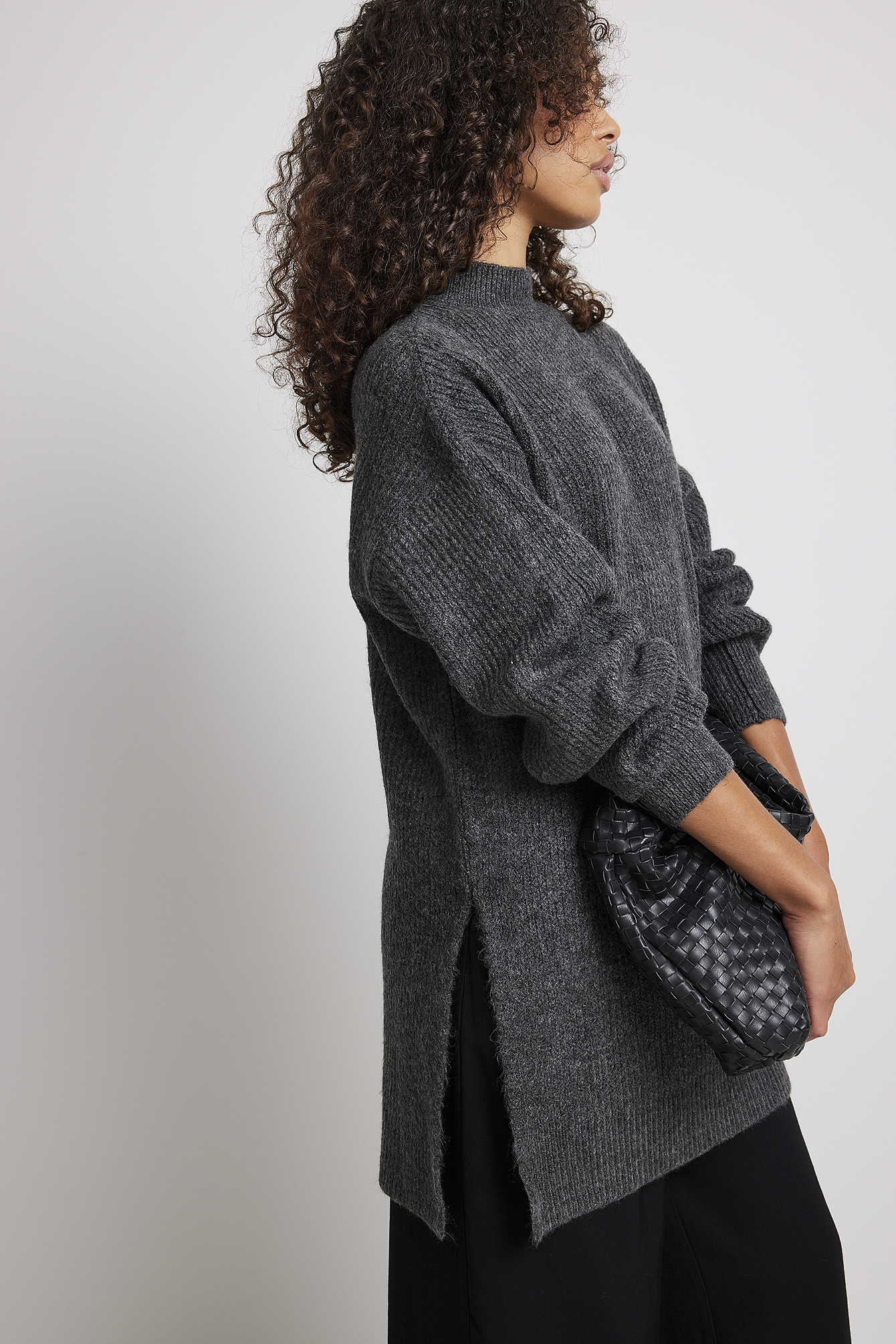 Oversized Knitted Sweater Grey NAKD