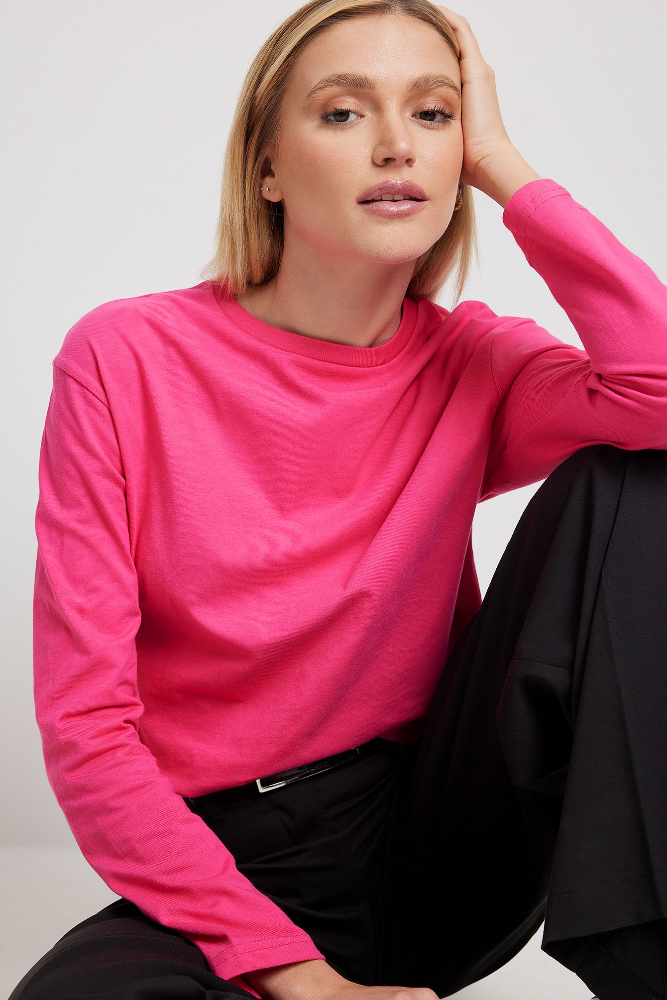na-kd basic -  Oversized Longsleeve-Shirt aus ökologischem Material - Pink