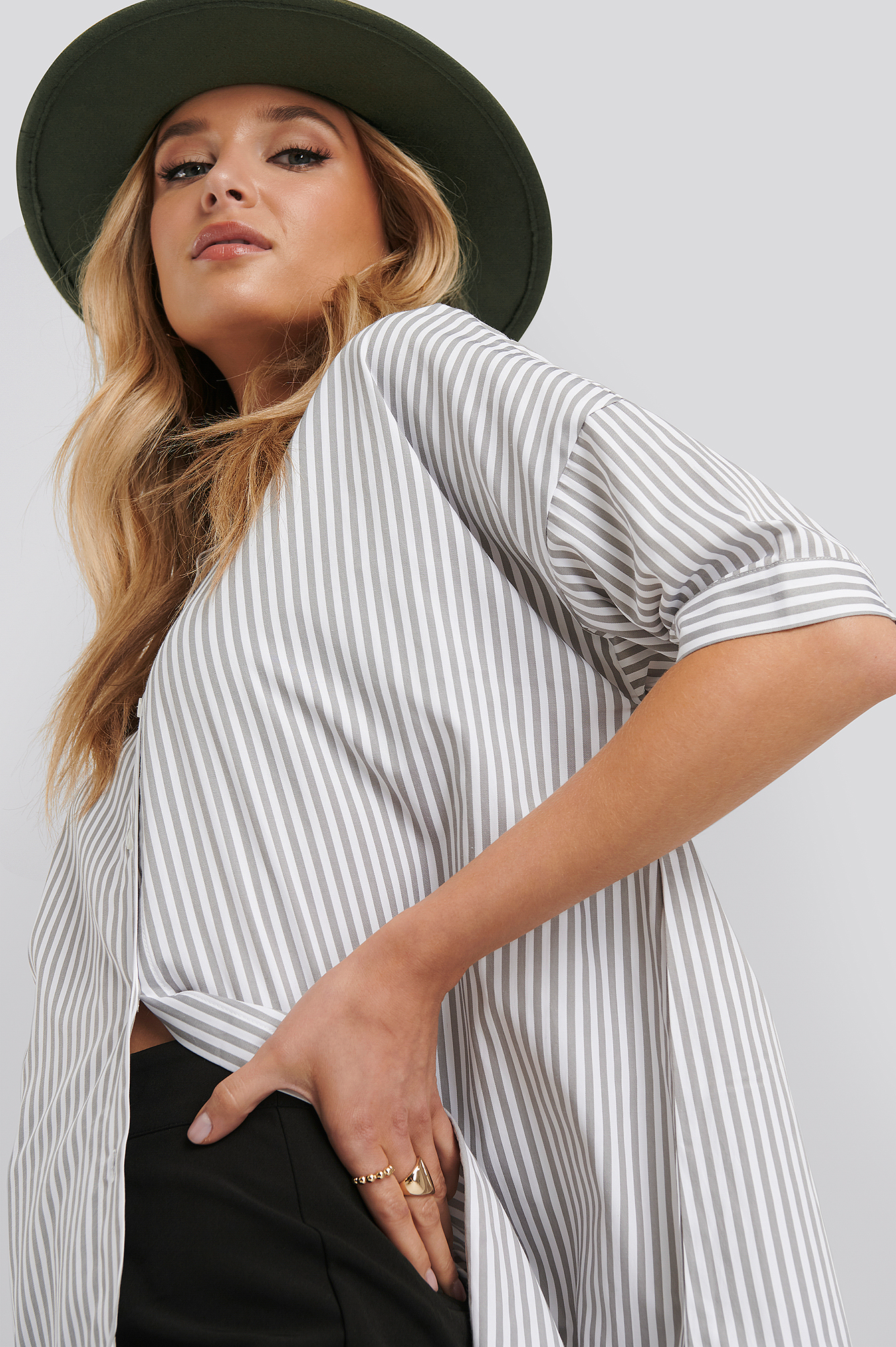 Oversized Long Striped Shirt Striped