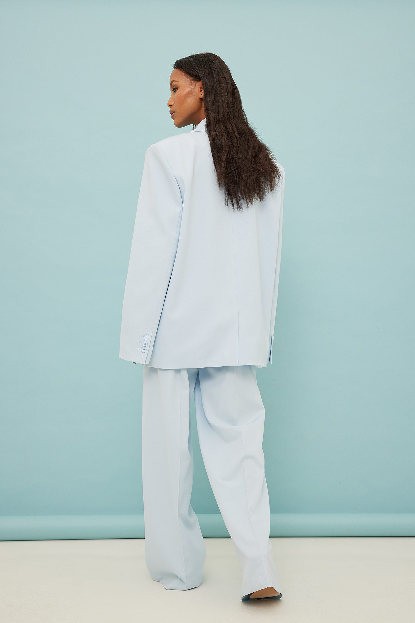 Oversized Long Suit Pants Blue | na-kd.com